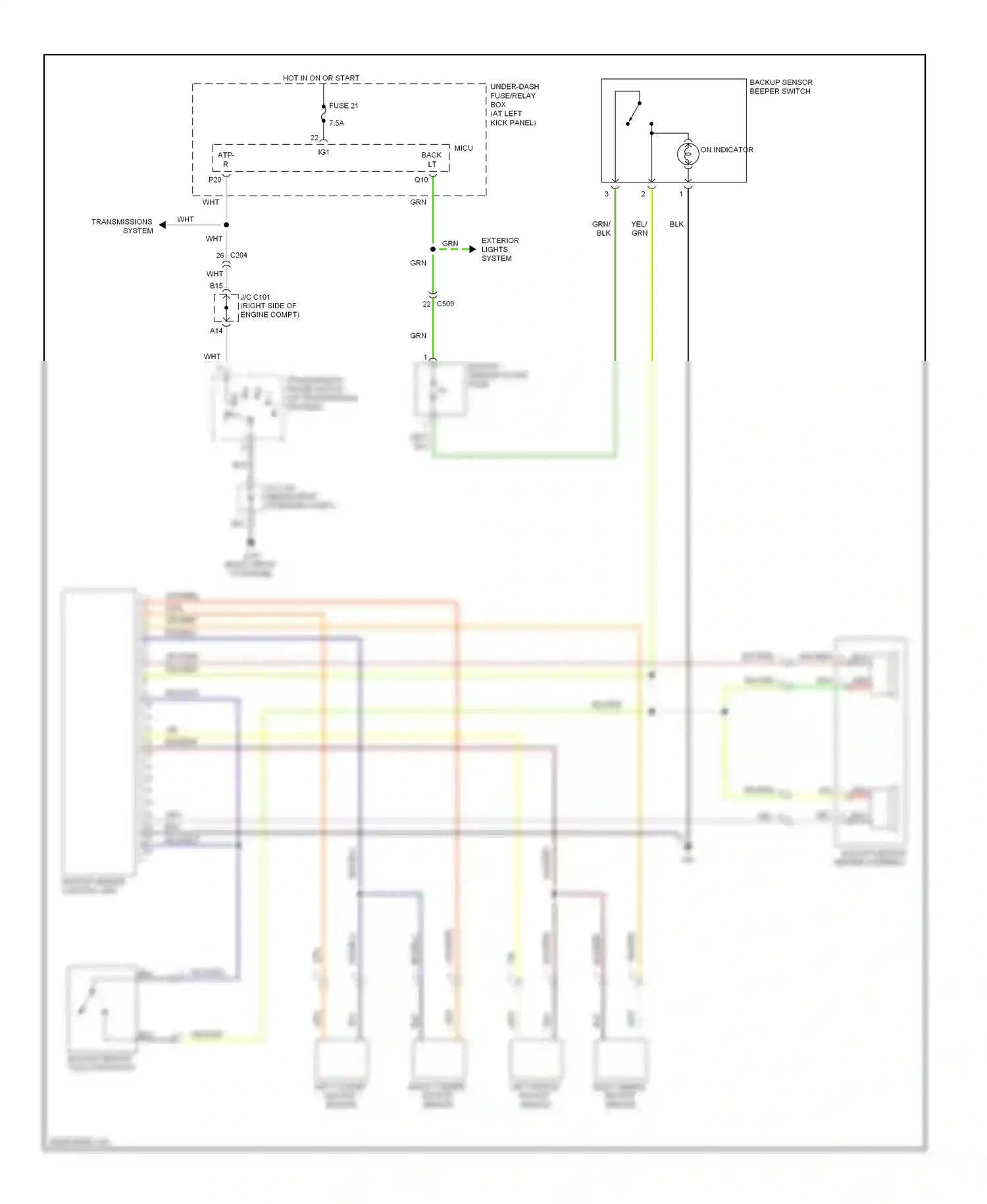 Wiring diagram right corner backup sensor for Honda Ridgeline I facelift (2009-2014) (1 of 1)