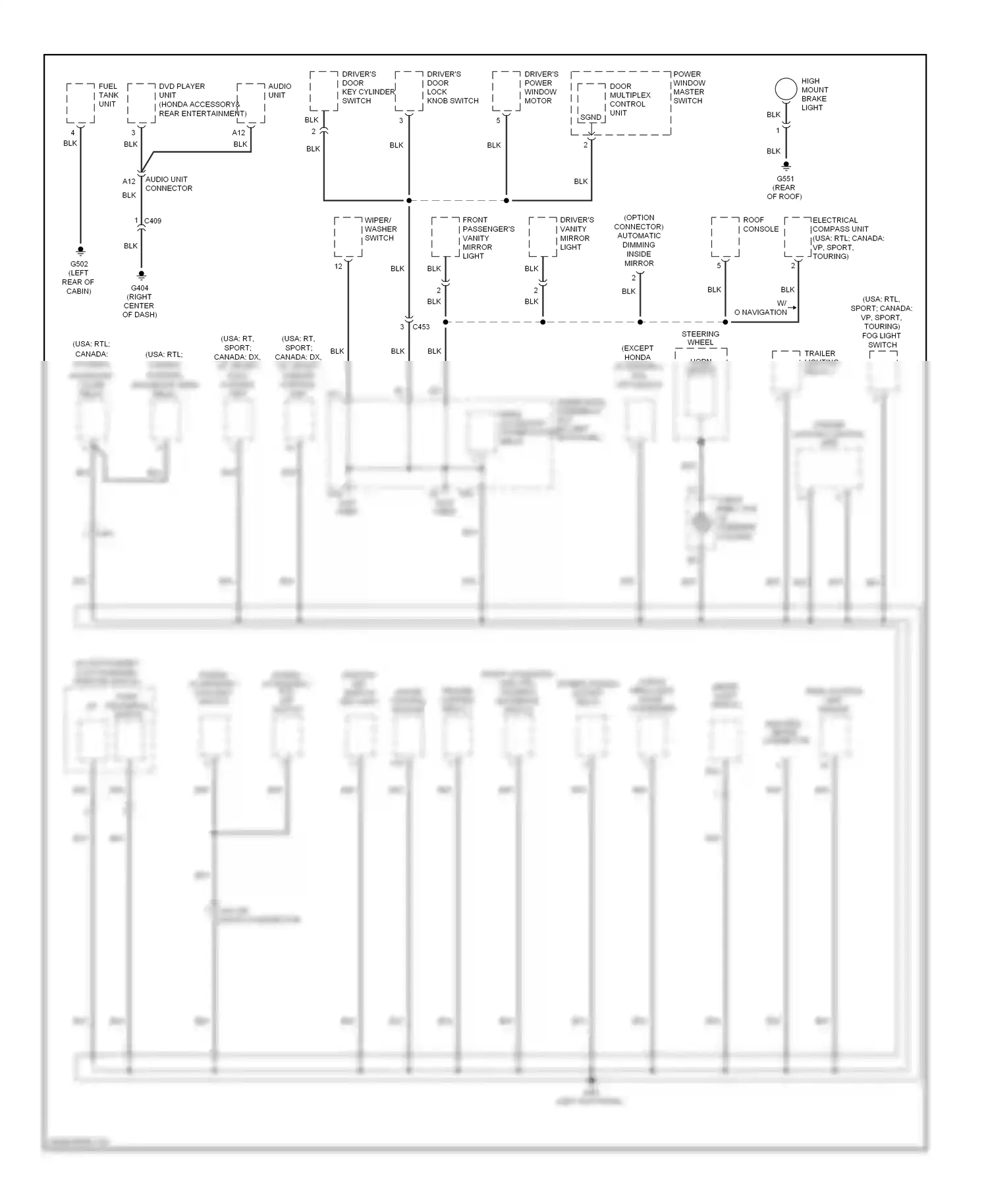 Wiring diagram vsa off switch conntector for Honda Ridgeline I facelift (2009-2014) (1 of 1)