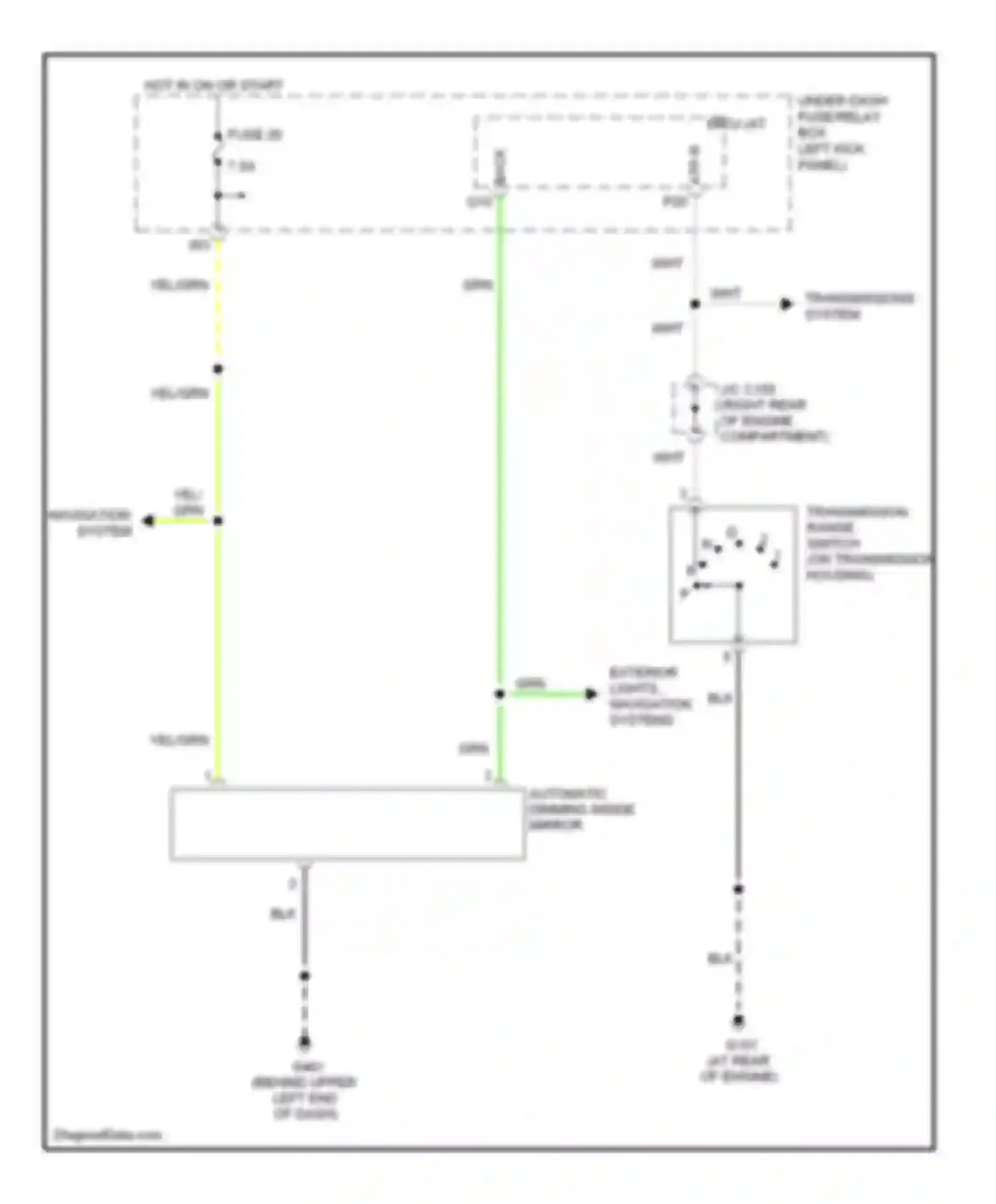 Ridgeline Honda I (2004-2009): Auto dimming rear view mirror circuit