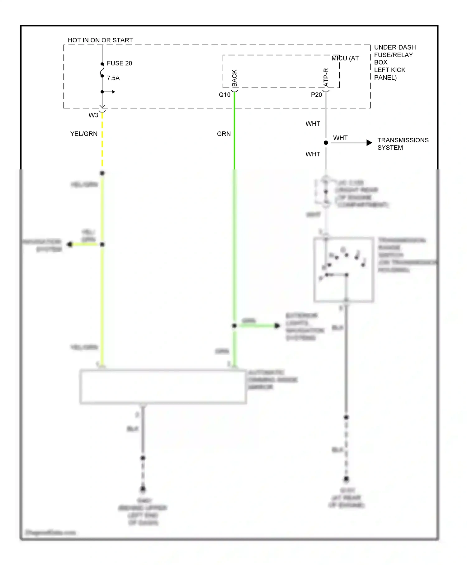 Honda Ridgeline I (2004-2009) automatic dimming inside mirror wiring diagram  (1 of 1)