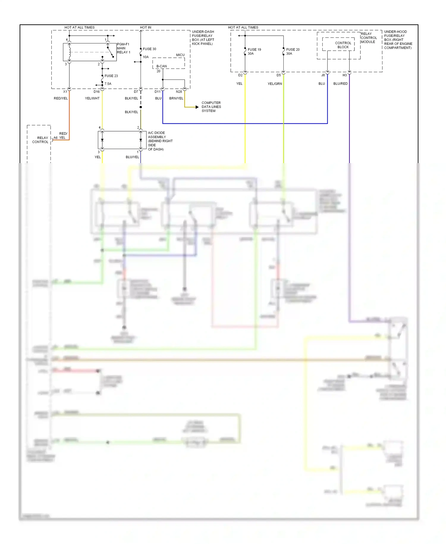 Honda Ridgeline I (2004-2009) computer data lines system wiring diagram  (5 of 16)