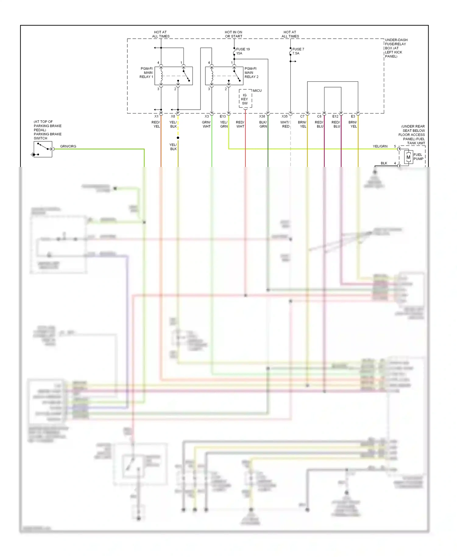 Honda Ridgeline I (2004-2009) ignition key switch wiring diagram  (3 of 5)