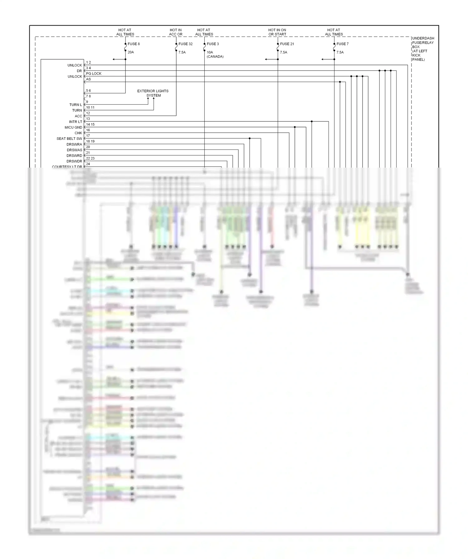 Honda Ridgeline I (2004-2009) interior lights system transmissions system wiring diagram  (1 of 1)