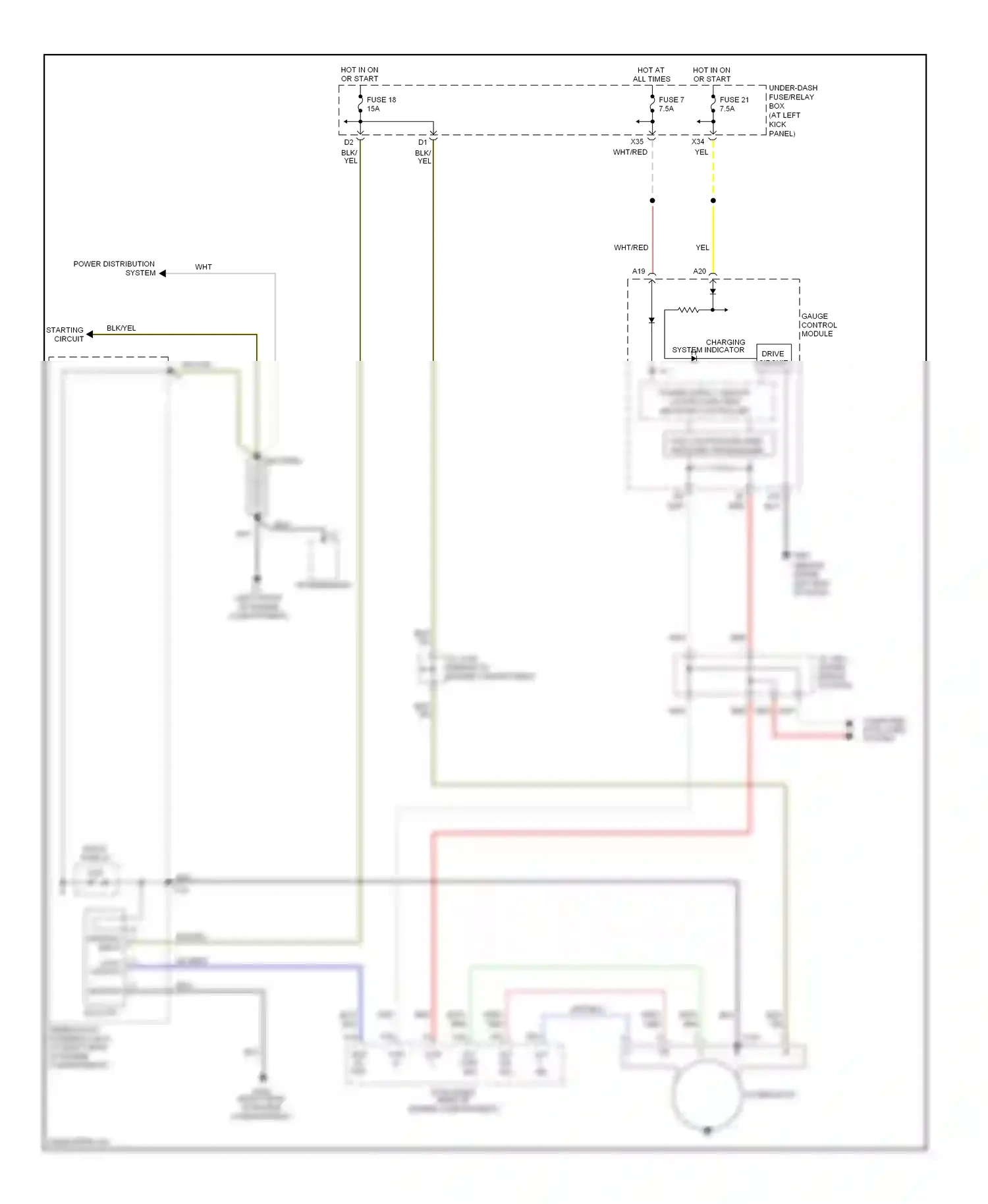 Wiring diagram charging system indicator drive circuit for Honda Ridgeline I (2005-2009) (1 of 1)