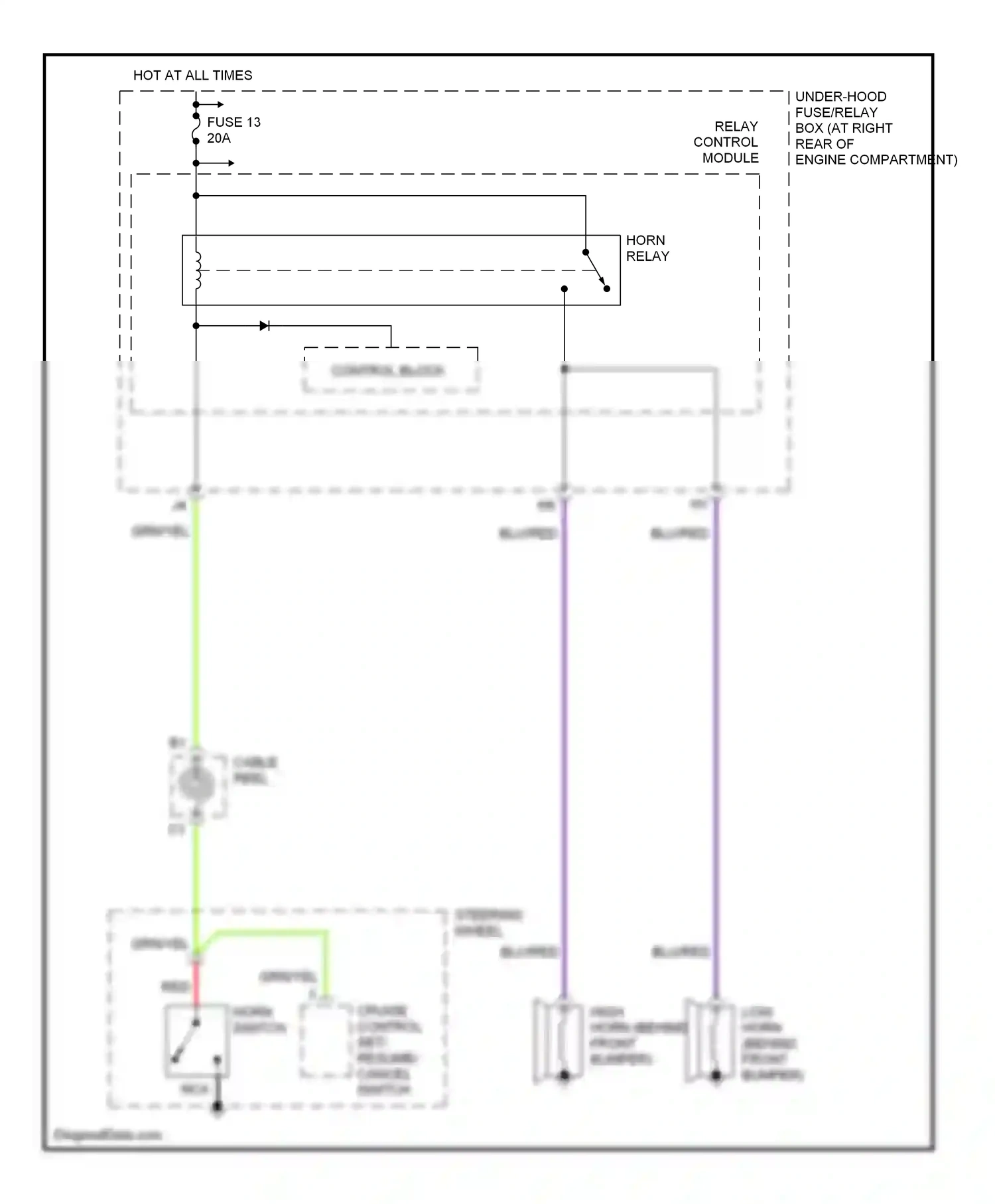 Wiring diagram horn switch for Honda Ridgeline I (2005-2009) (2 of 2)