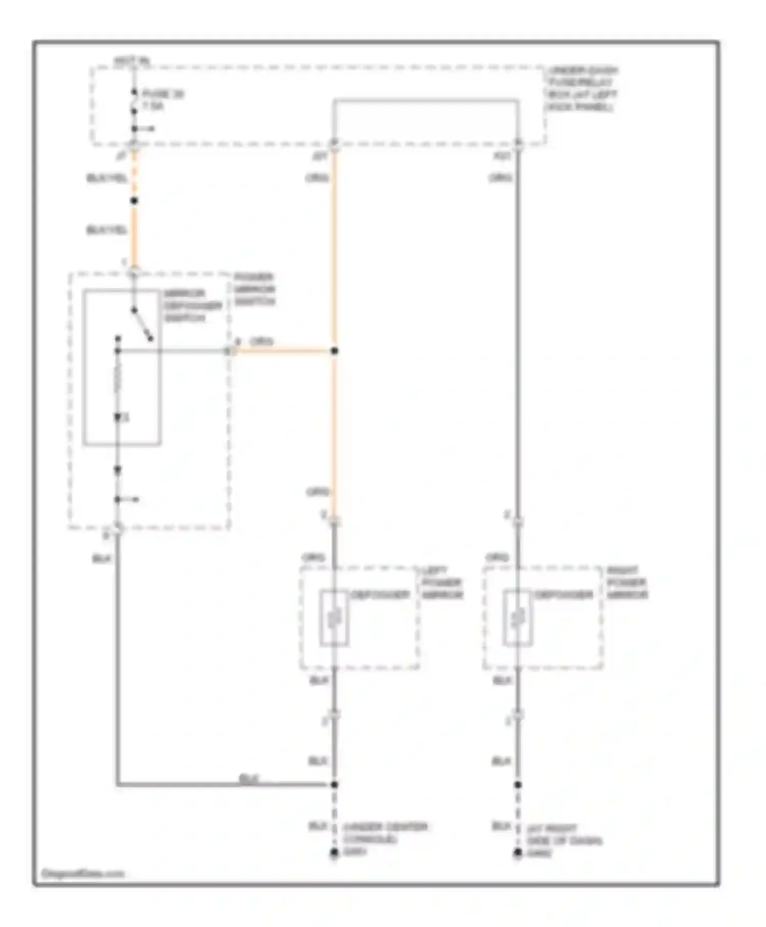 Wiring diagram mirror defogger switch for Honda Ridgeline I (2005-2009)
