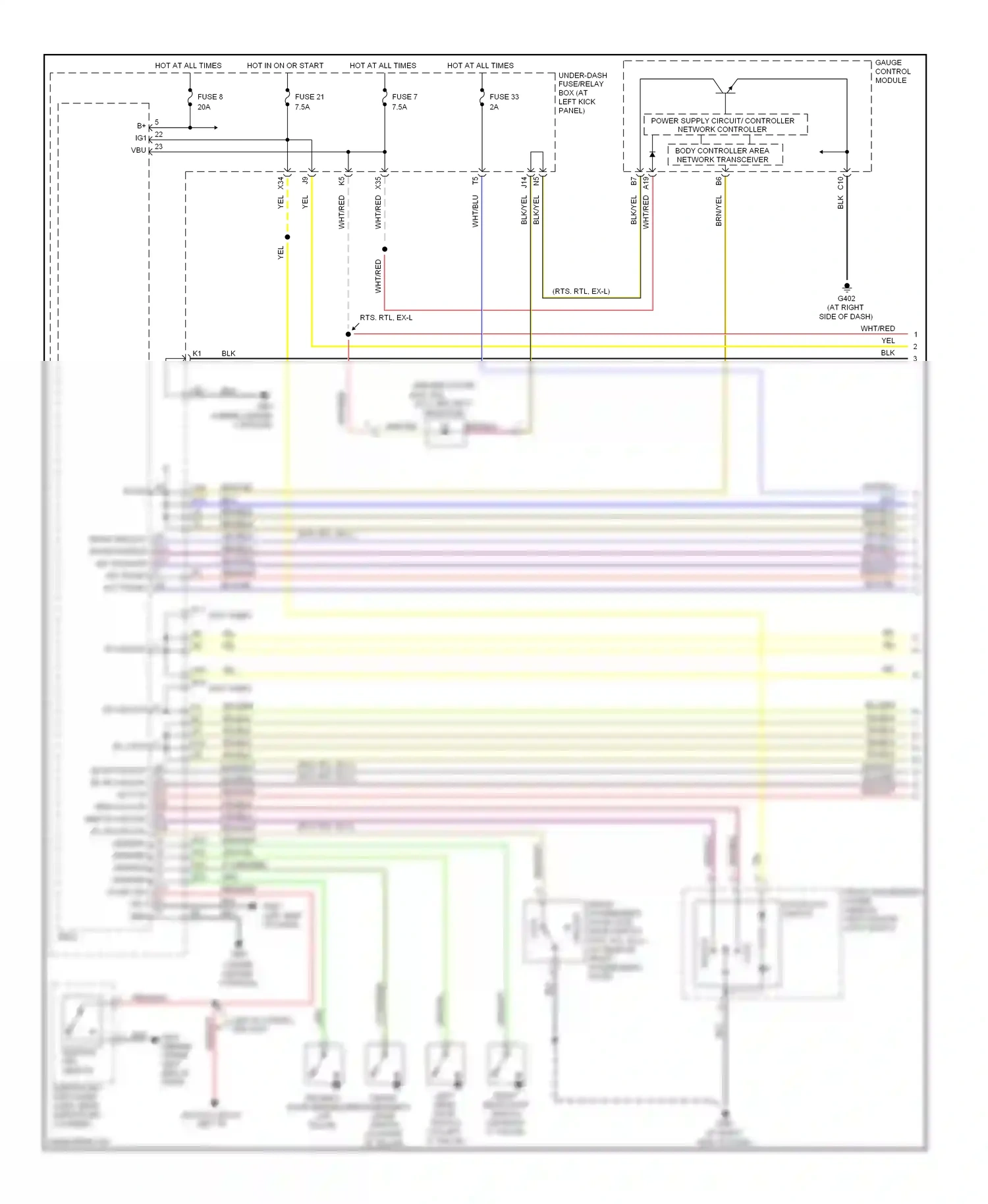 Wiring diagram ignition key switch for Honda Ridgeline I (2005-2009) (2 of 5)