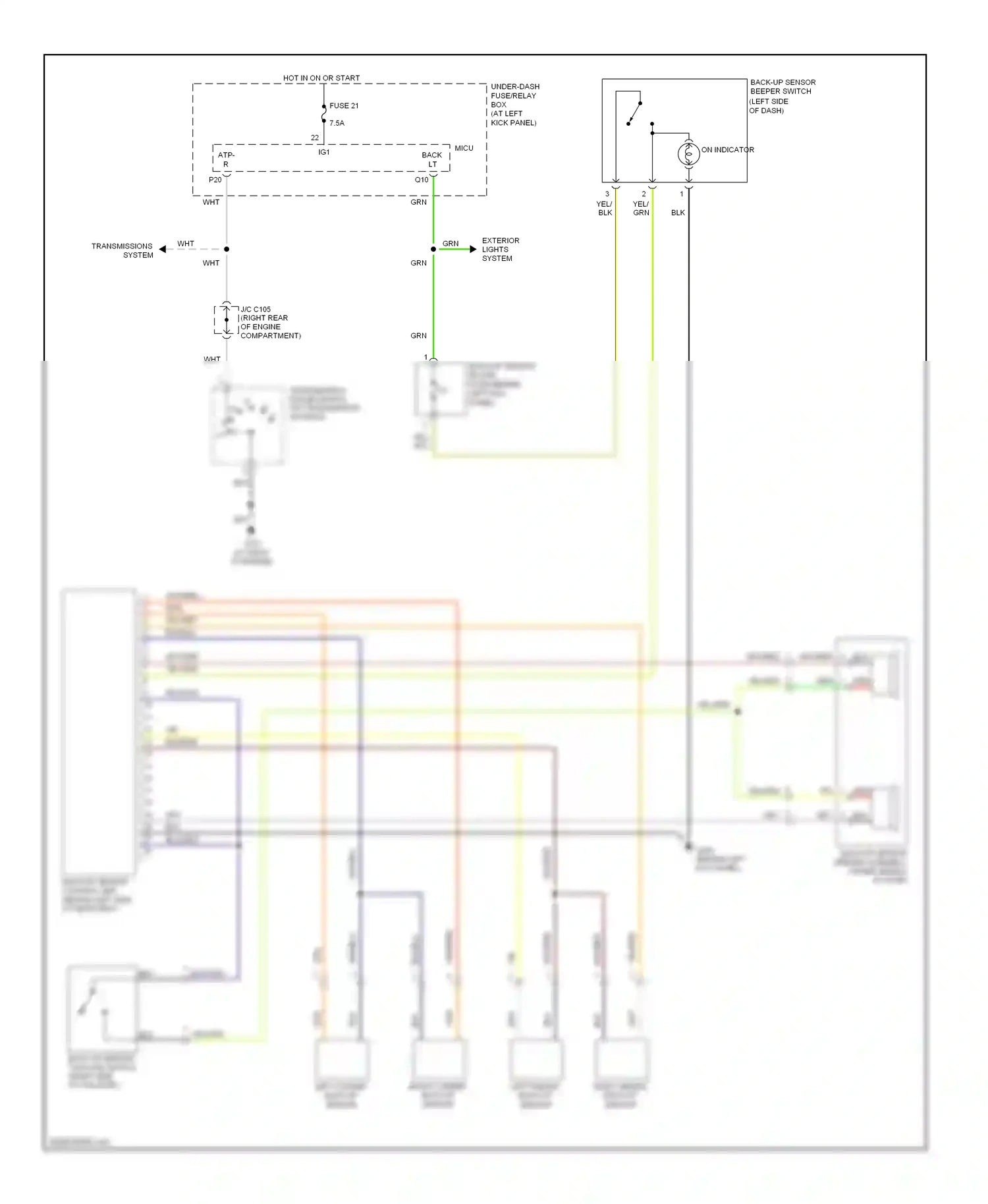 Wiring diagram left middle back-up sensor for Honda Ridgeline I (2005-2009) (1 of 1)