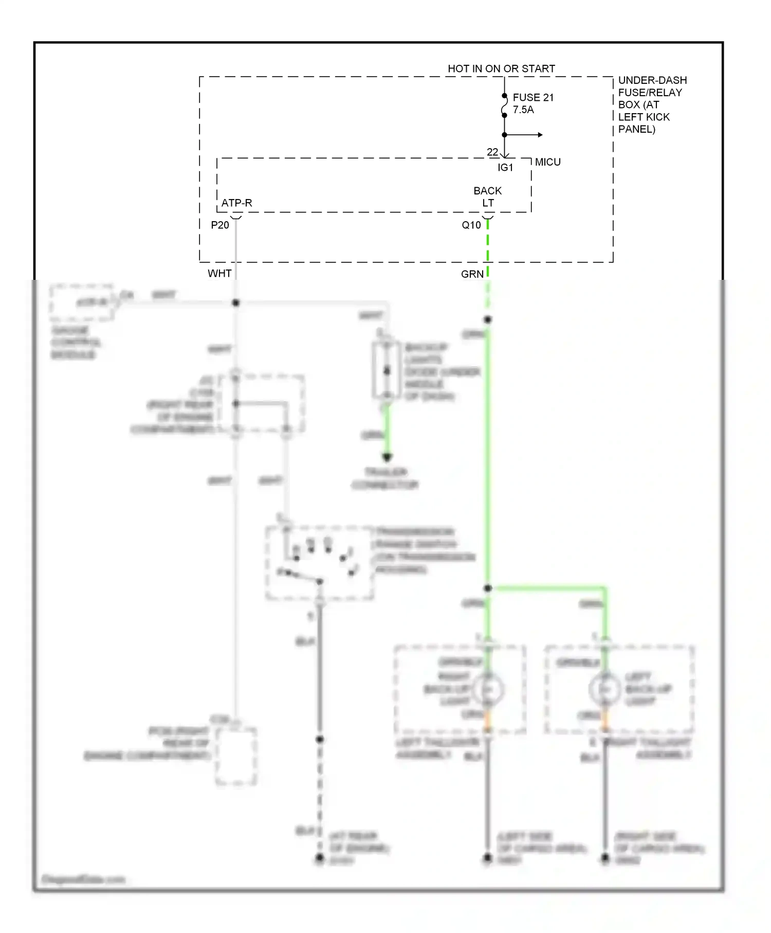 Wiring diagram left taillight assembly for Honda Ridgeline I (2005-2009) (1 of 3)