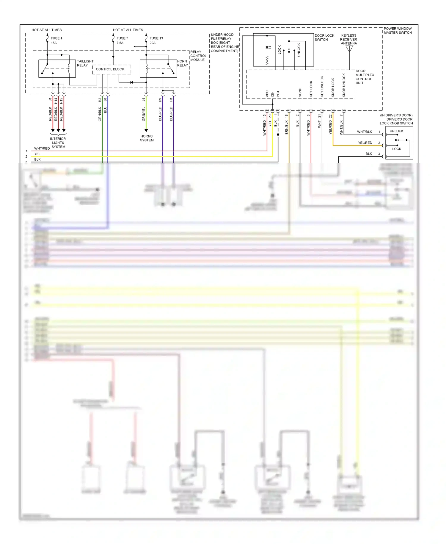 Wiring diagram power window master switch for Honda Ridgeline I (2005-2009) (3 of 8)