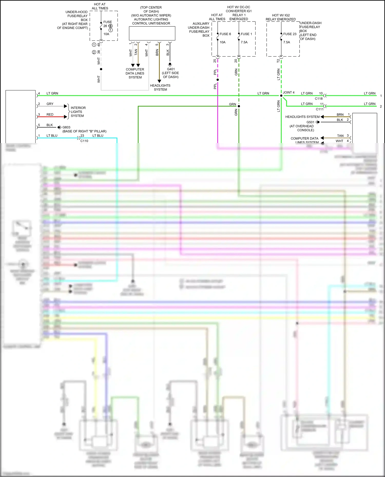 Wiring diagram automatic lighting control unit/sensor for Honda Ridgeline II facelift (2021-2024) (1 of 3)