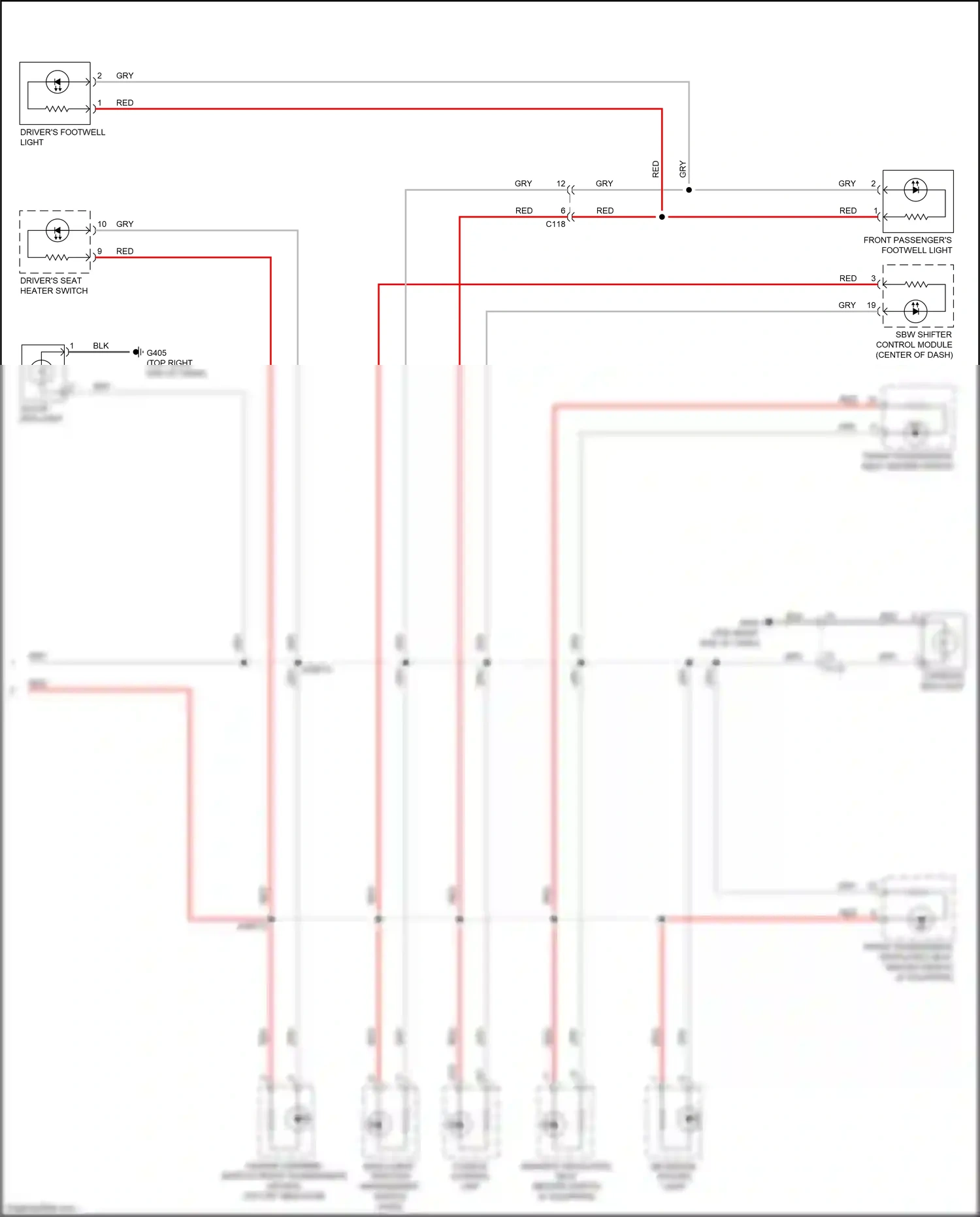 Wiring diagram console box light for Honda Ridgeline II facelift (2021-2024) (2 of 3)