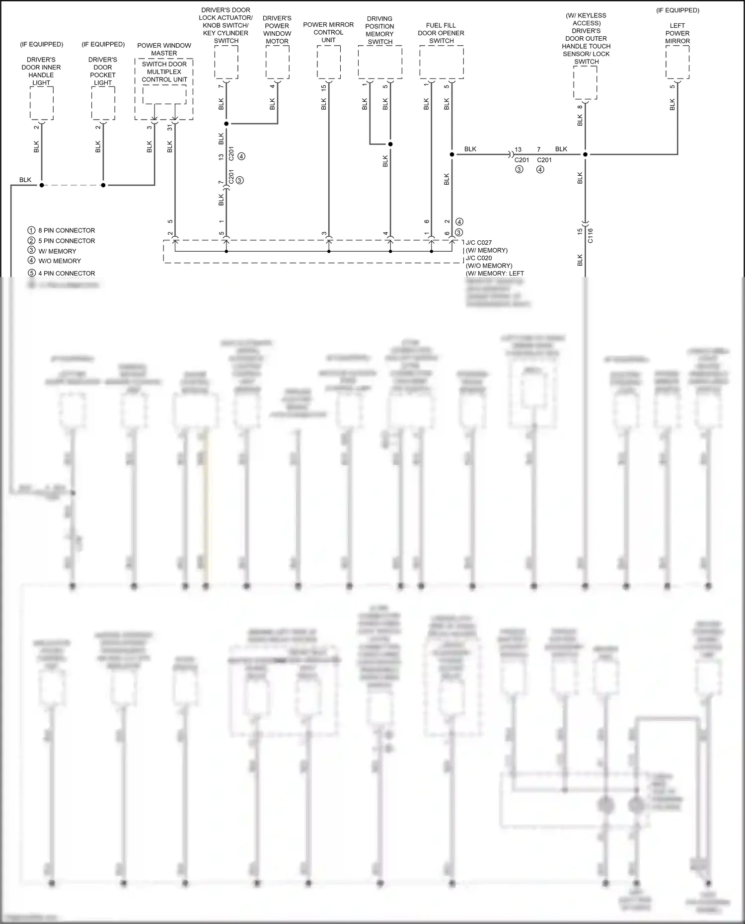 Wiring diagram driving position memory switch for Honda Ridgeline II facelift (2021-2024) (2 of 4)
