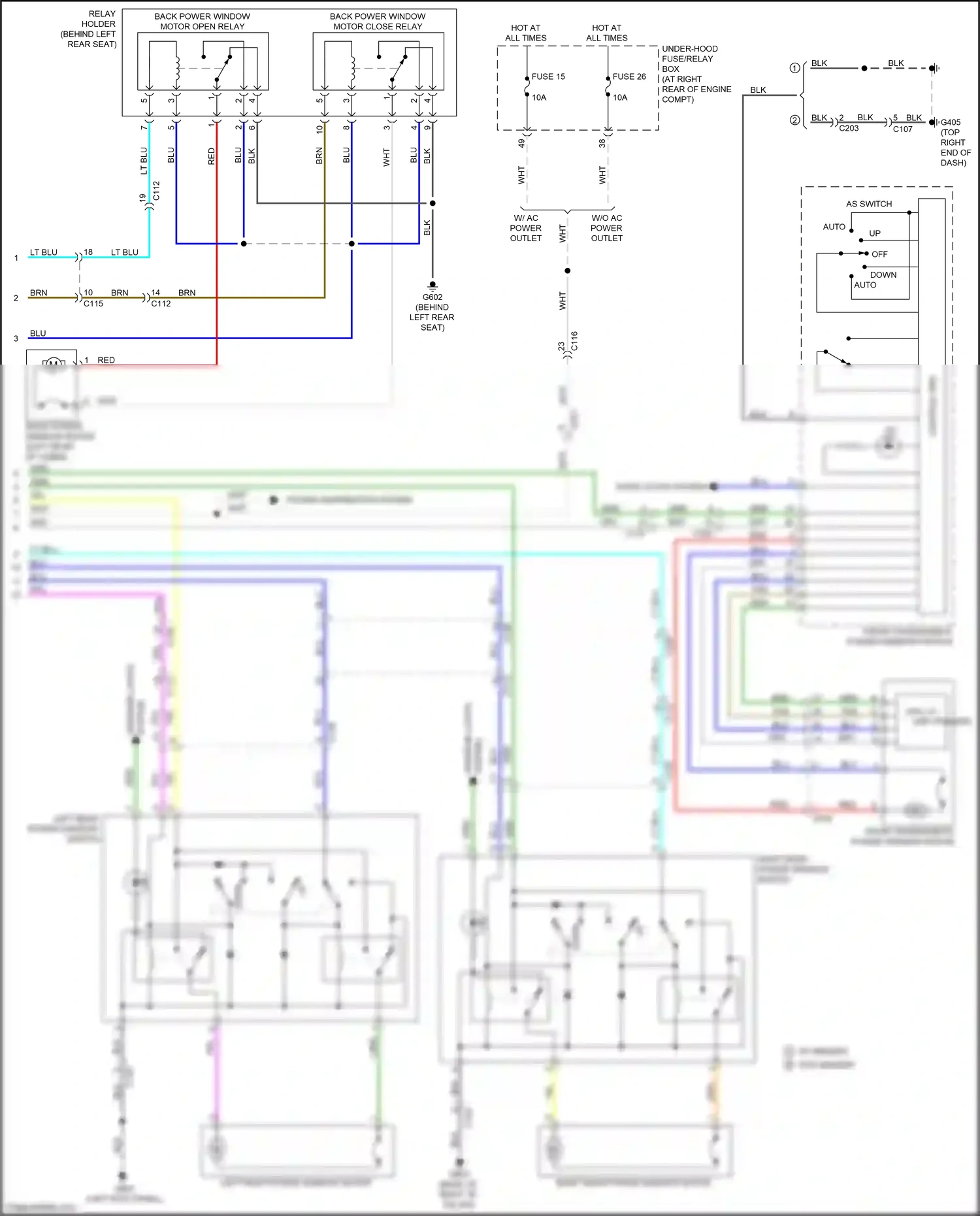 Wiring diagram front passenger's power window switch for Honda Ridgeline II facelift (2021-2024) (10 of 10)