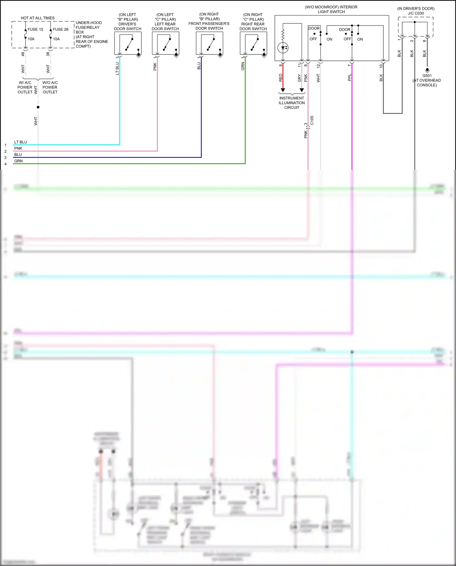 Wiring diagram interior light switch for Honda Ridgeline II facelift (2021-2024) (2 of 5)
