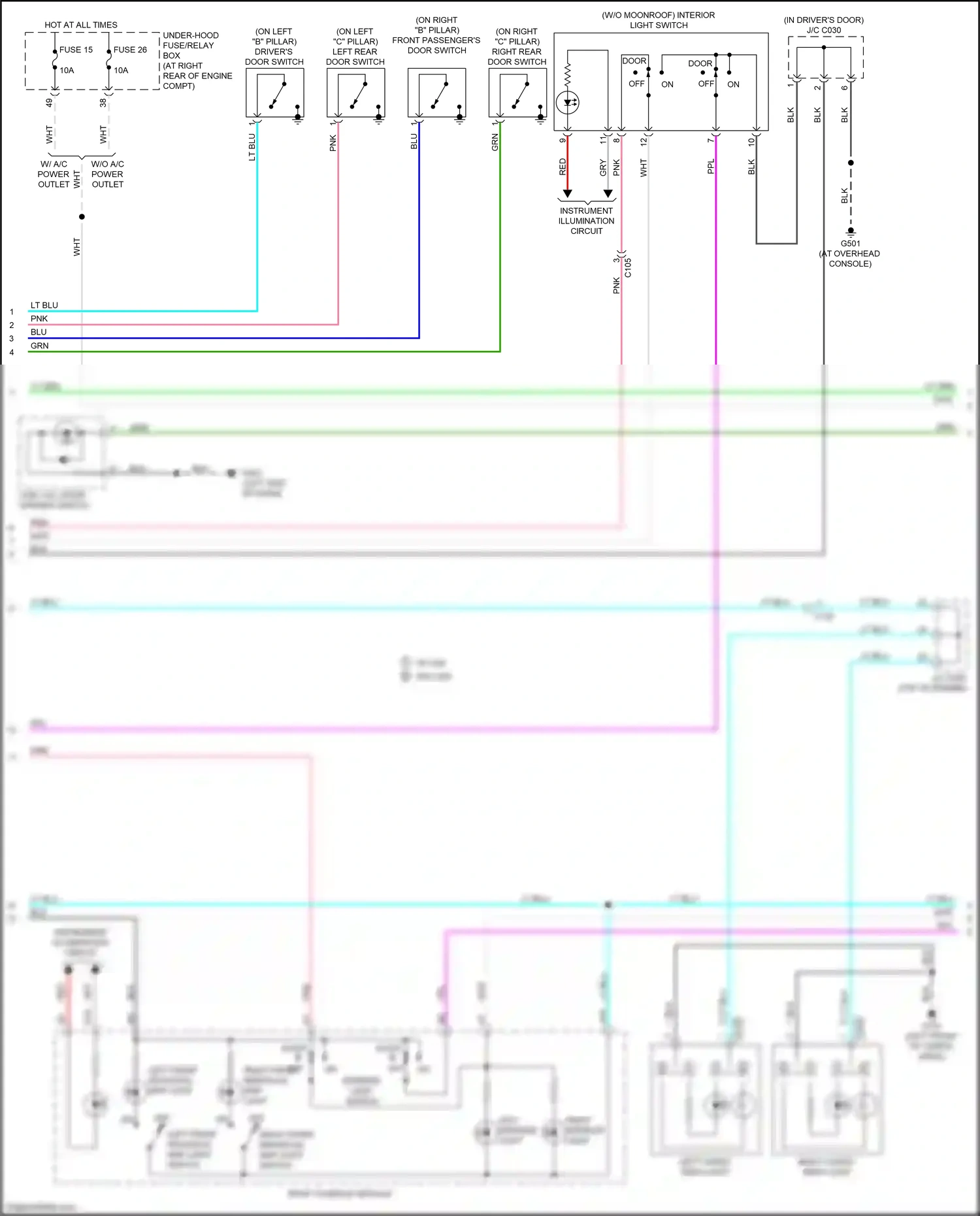 Wiring diagram left front individual map light switch for Honda Ridgeline II facelift (2021-2024) (1 of 2)