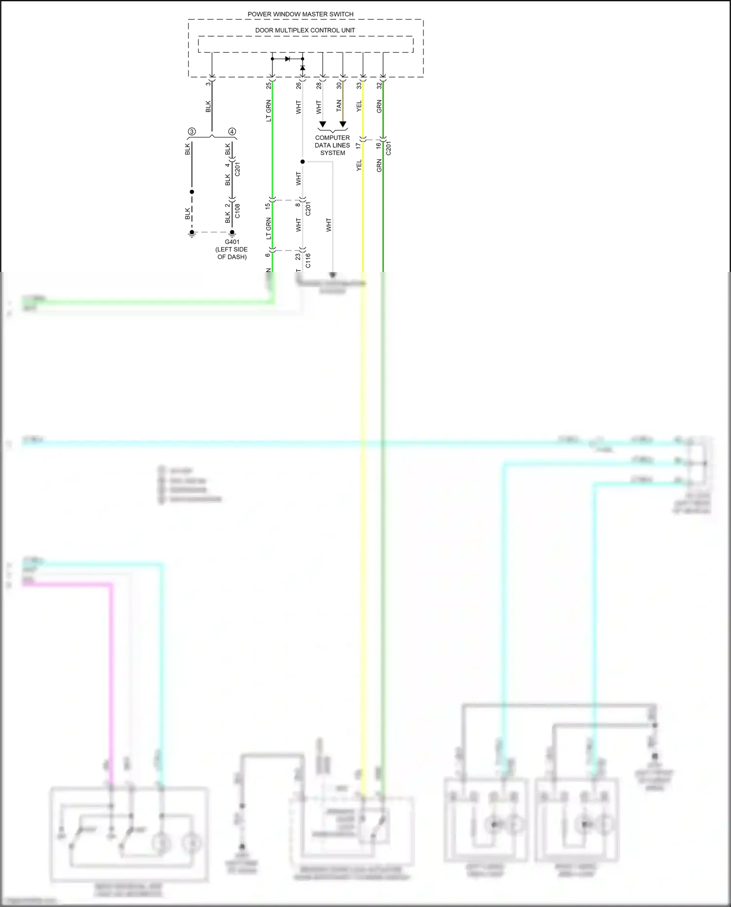 Wiring diagram power window master switch for Honda Ridgeline II facelift (2021-2024) (1 of 14)