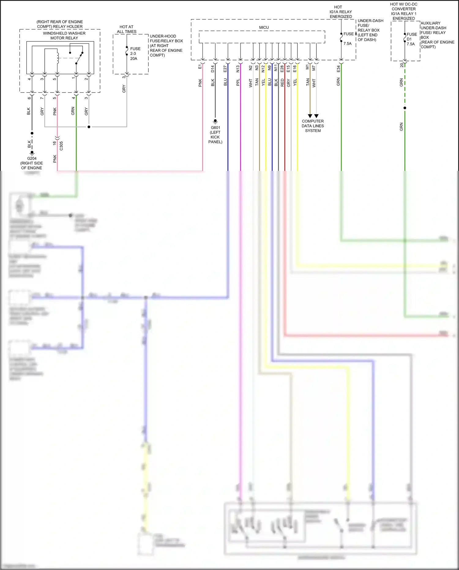 Wiring diagram windshield wiper switch for Honda Ridgeline II facelift (2021-2024) (1 of 1)