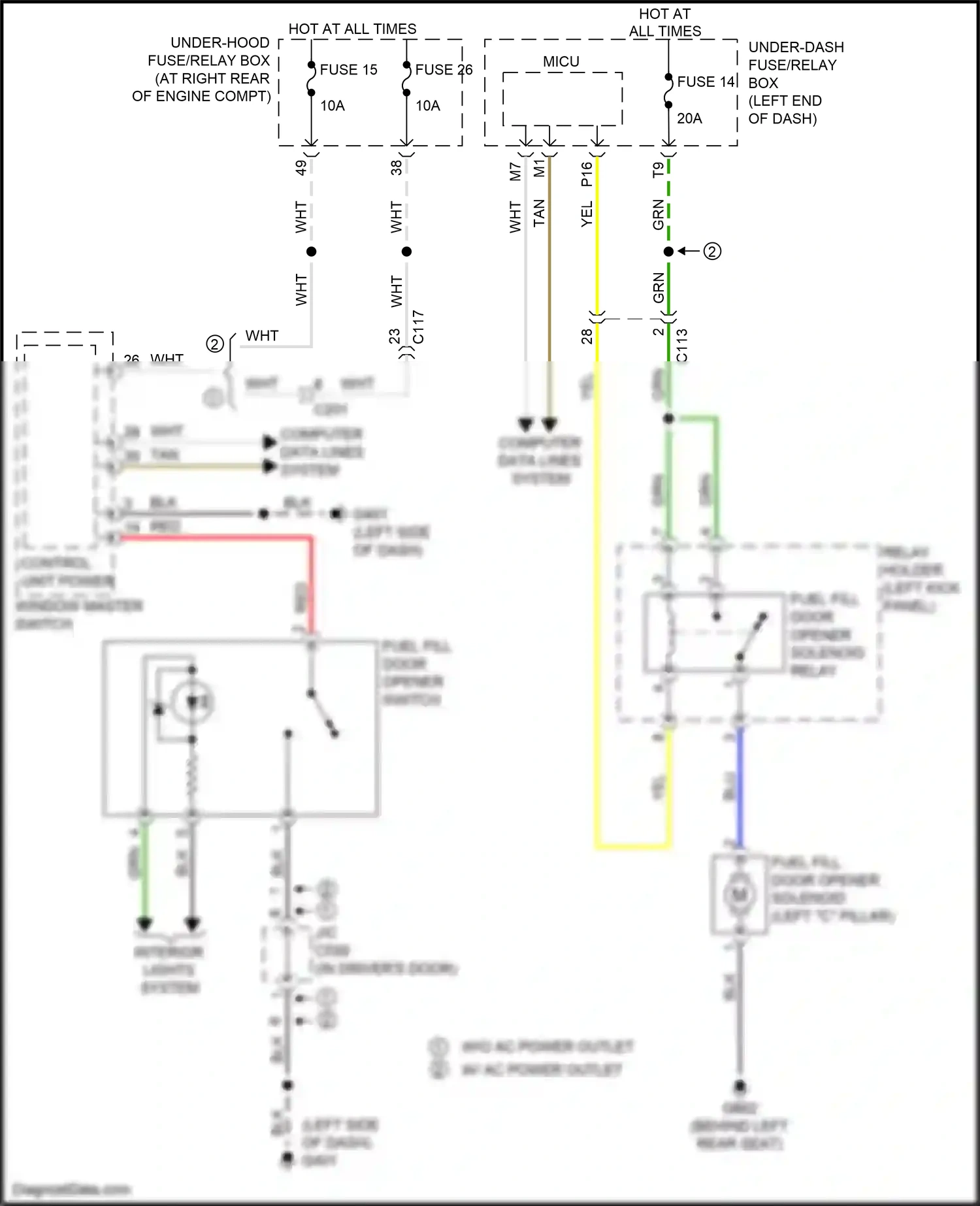Honda Ridgeline II (2016-2021) control unit power window master switch wiring diagram  (1 of 1)