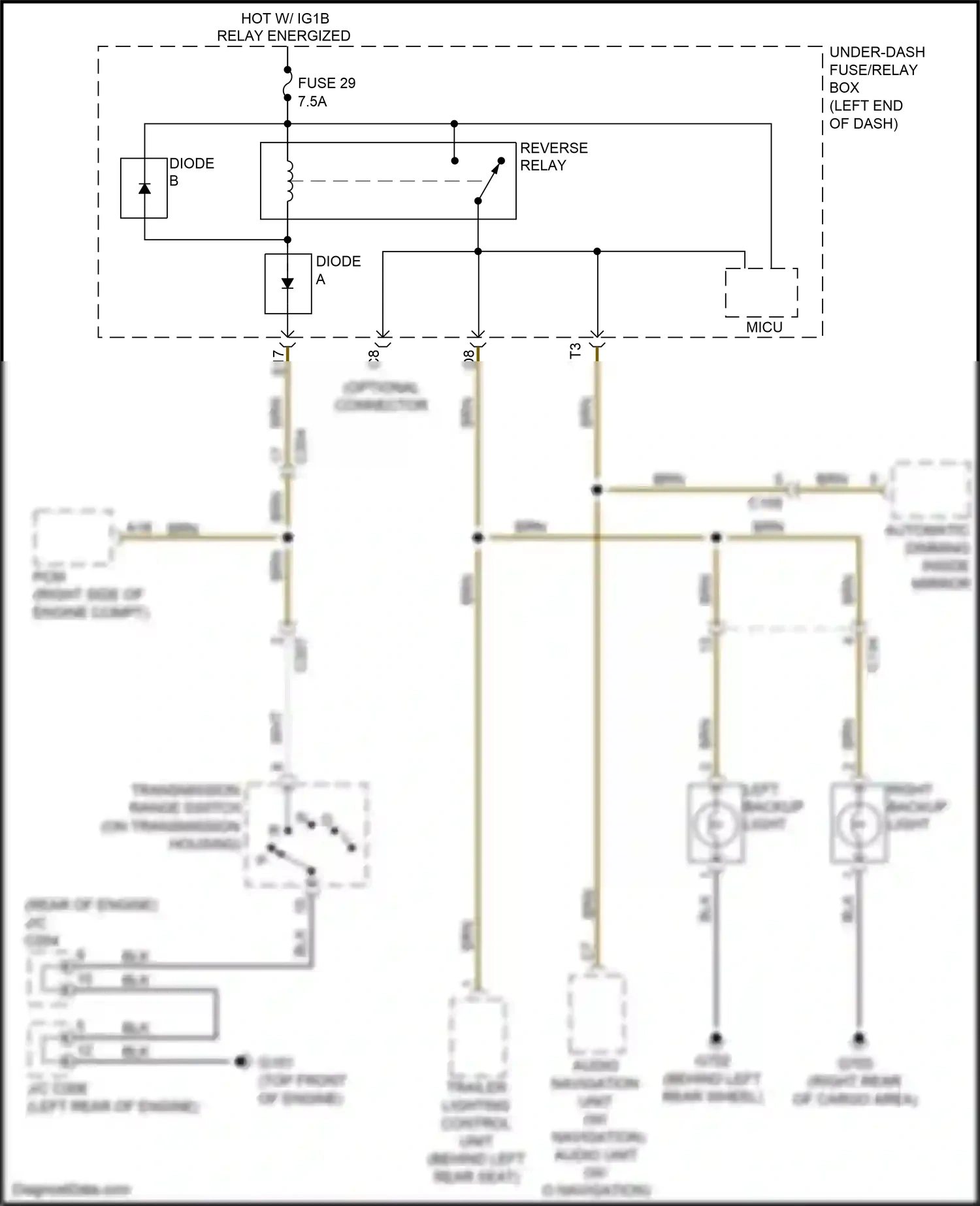Honda Ridgeline II (2016-2021) reverse relay wiring diagram  (3 of 5)