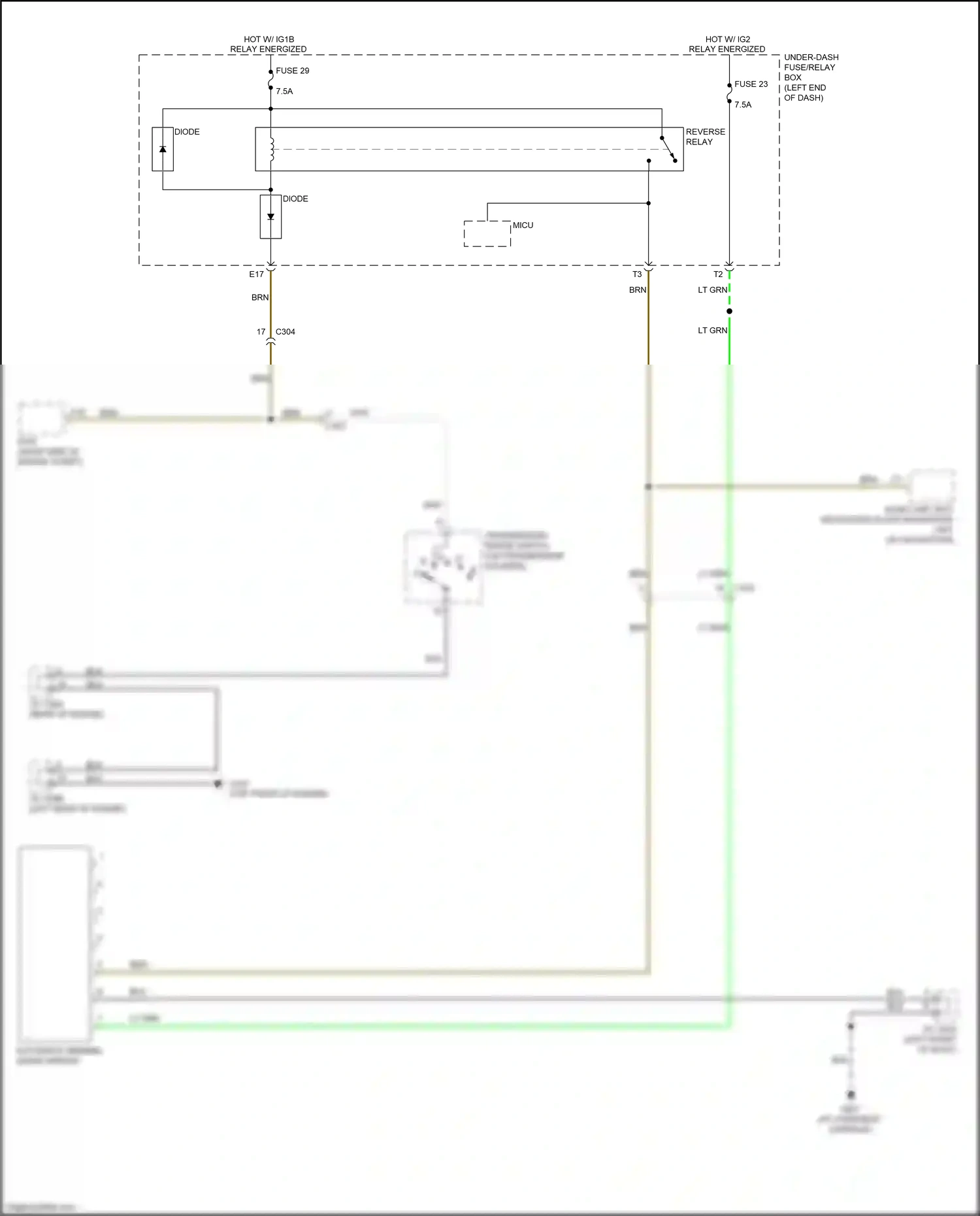 Honda Ridgeline II (2016-2021) reverse relay wiring diagram  (2 of 5)
