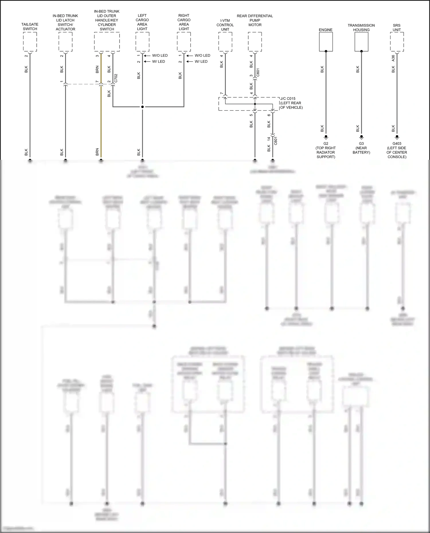 Honda Ridgeline II (2016-2021) trailer lighting control unit wiring diagram  (3 of 5)