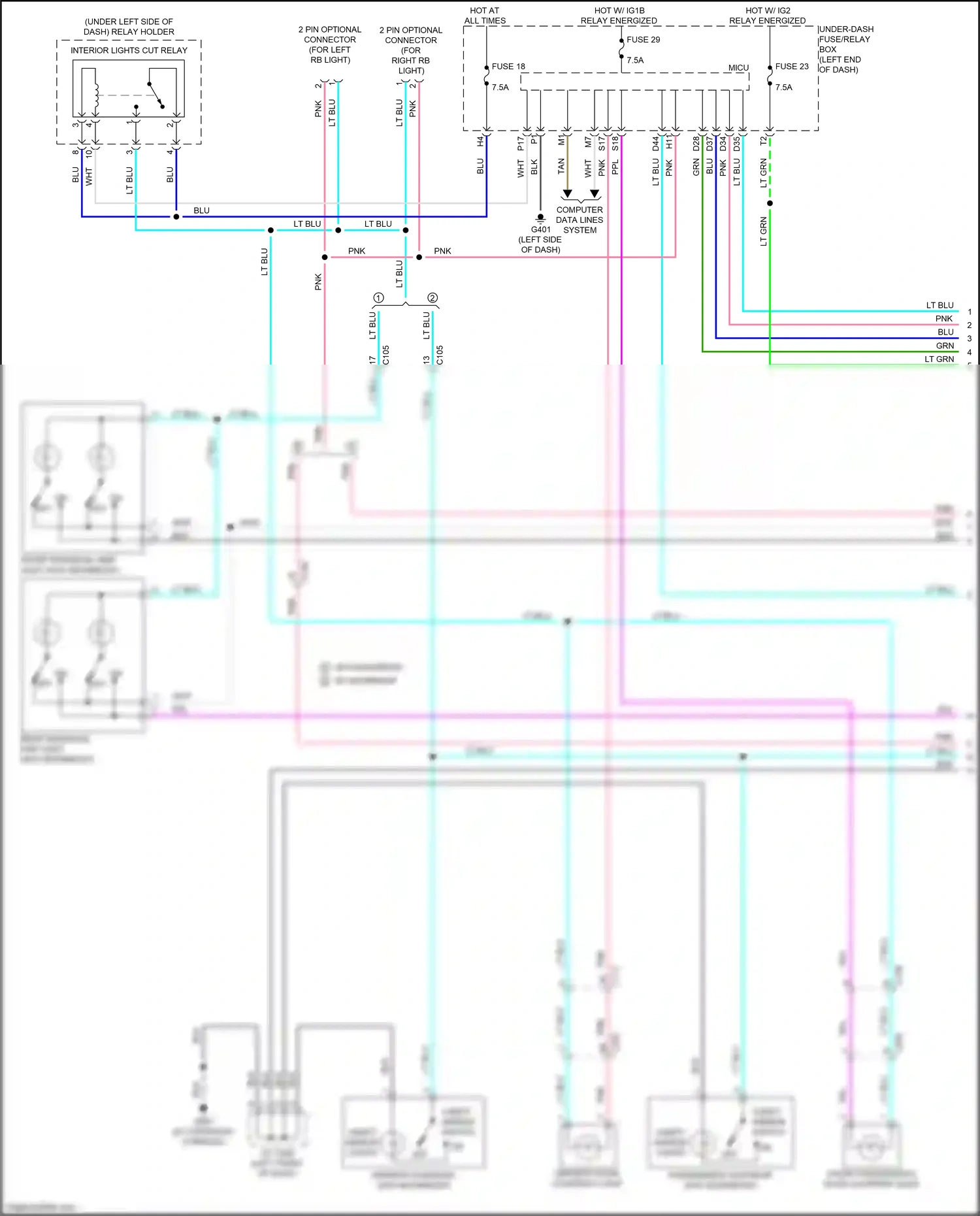 Honda Ridgeline II (2016-2021) vanity mirror switch wiring diagram  (1 of 2)