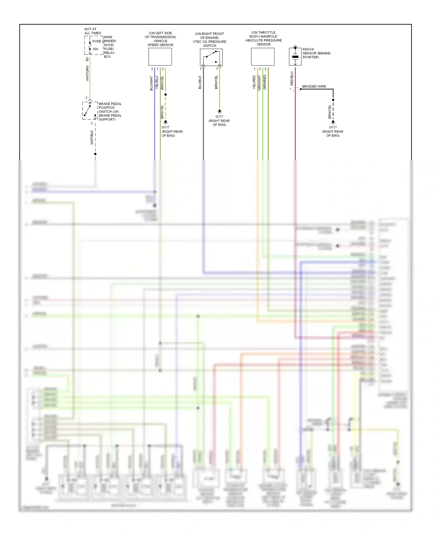 Honda S2000 AP1 (1999-2003) (behind left kick panel) wiring diagram  (10 of 21)