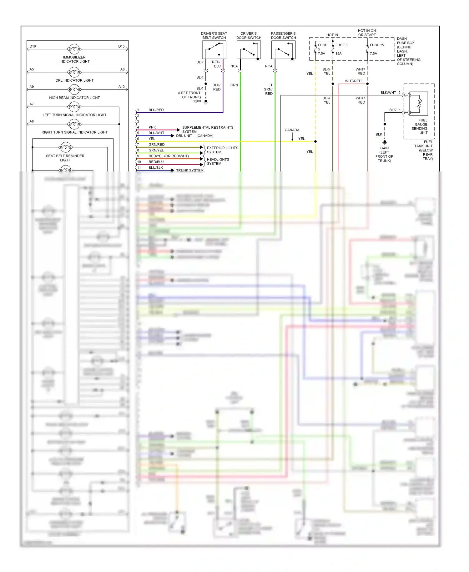 Honda S2000 AP1 (1999-2003) brake system indicator light wiring diagram  (1 of 1)