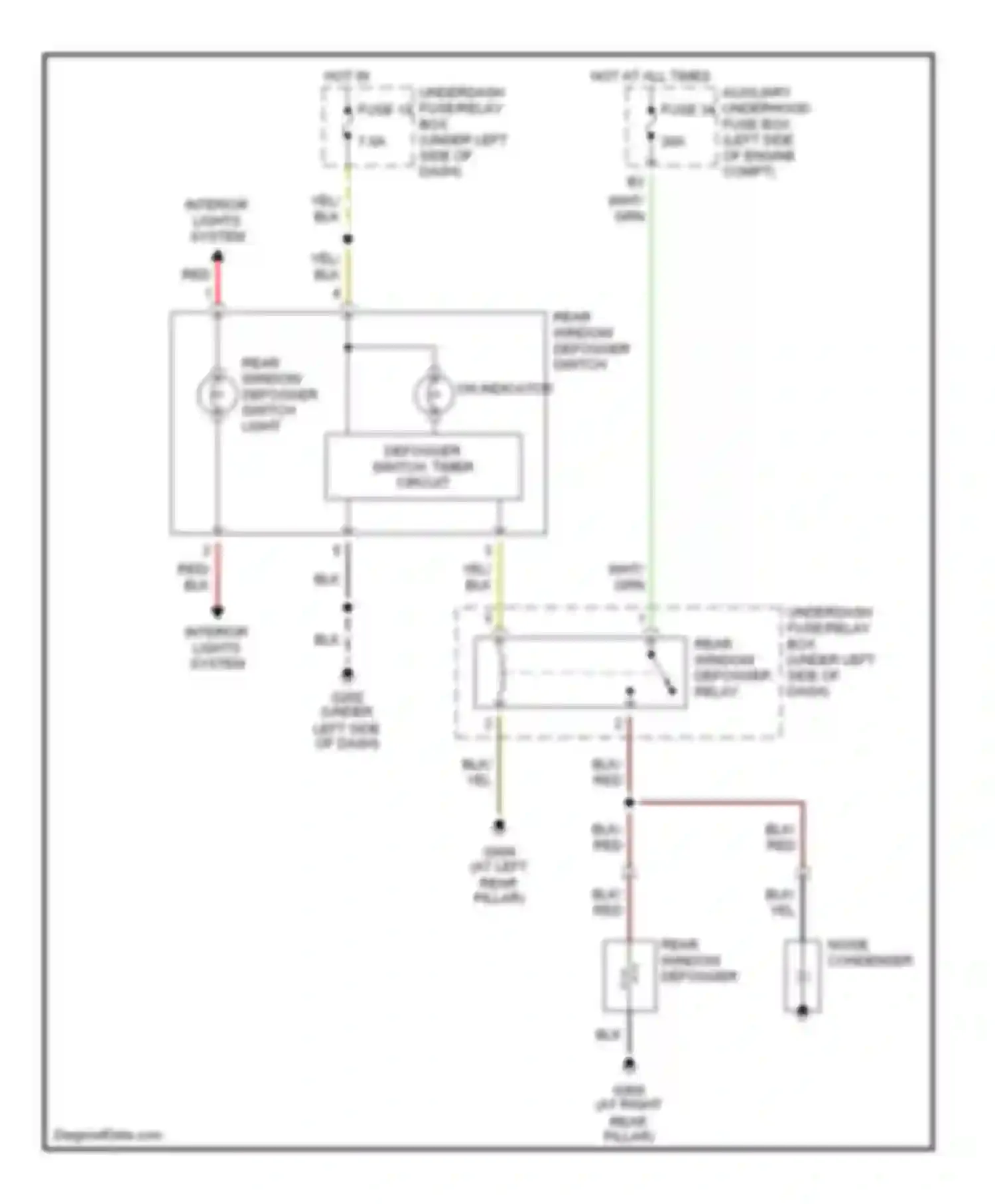 Wiring diagram rear window defogger relay for Honda S2000 AP1 (1999-2003)