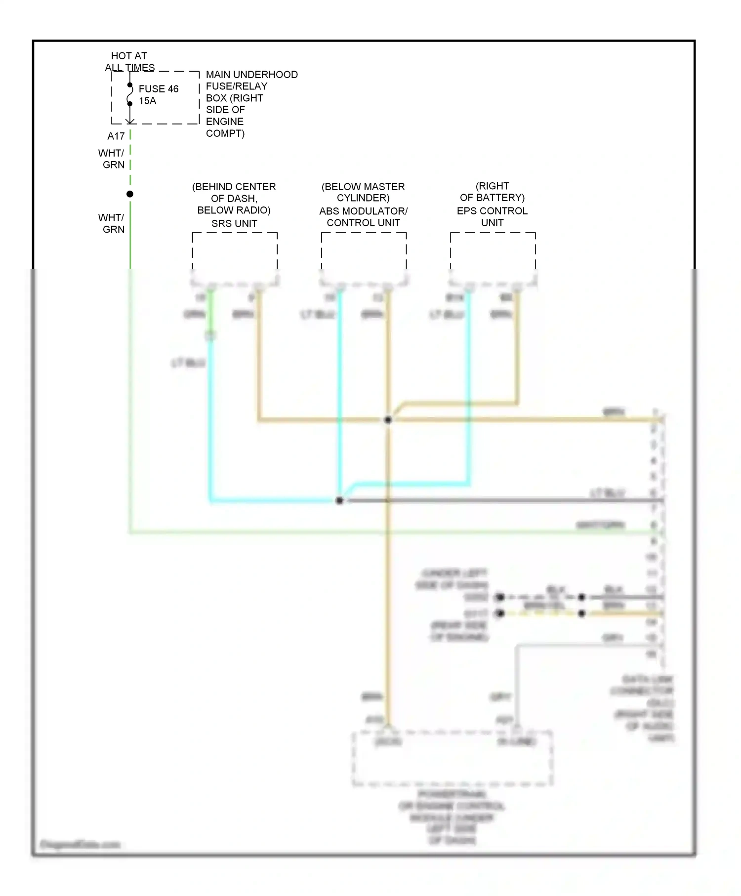 Honda S2000 AP1 (1999-2003) powertrain or engine control module (under left side of dash) wiring diagram  (1 of 1)