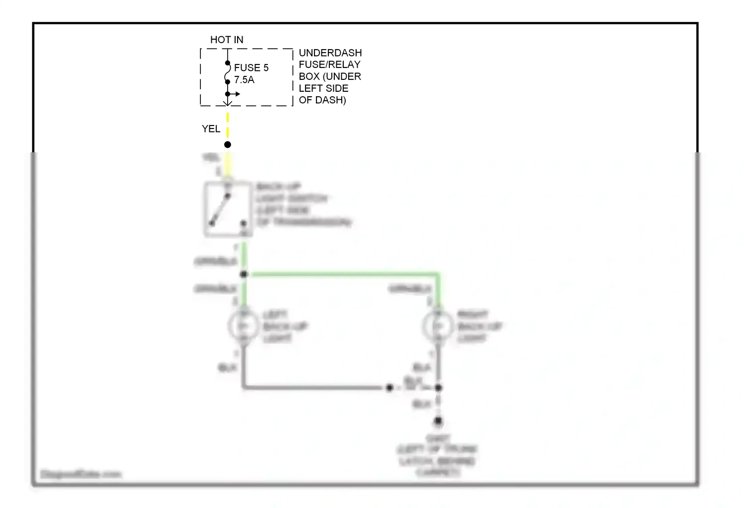 Honda S2000 AP1 (1999-2003) right back-up light wiring diagram  (1 of 2)