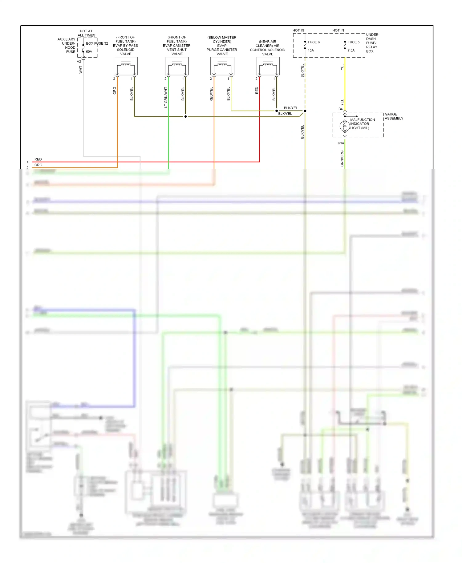 Honda S2000 AP1 (1999-2003) sensor circuit air pump electronic current sensor (behind left front wheelwell) wiring diagram  (1 of 1)
