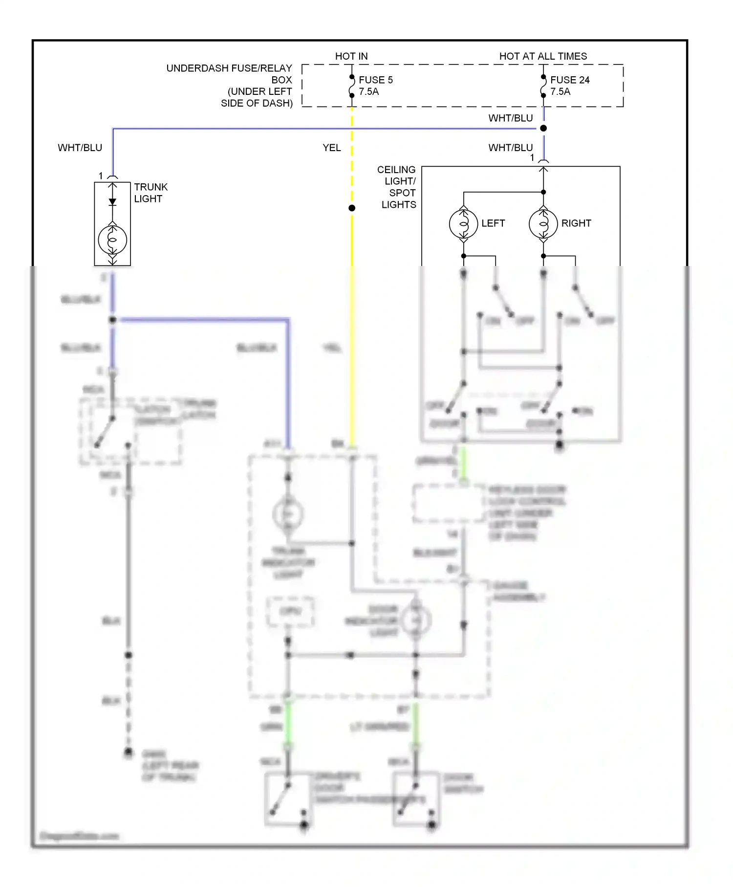 Honda S2000 AP1 (1999-2003) trunk light wiring diagram  (1 of 2)