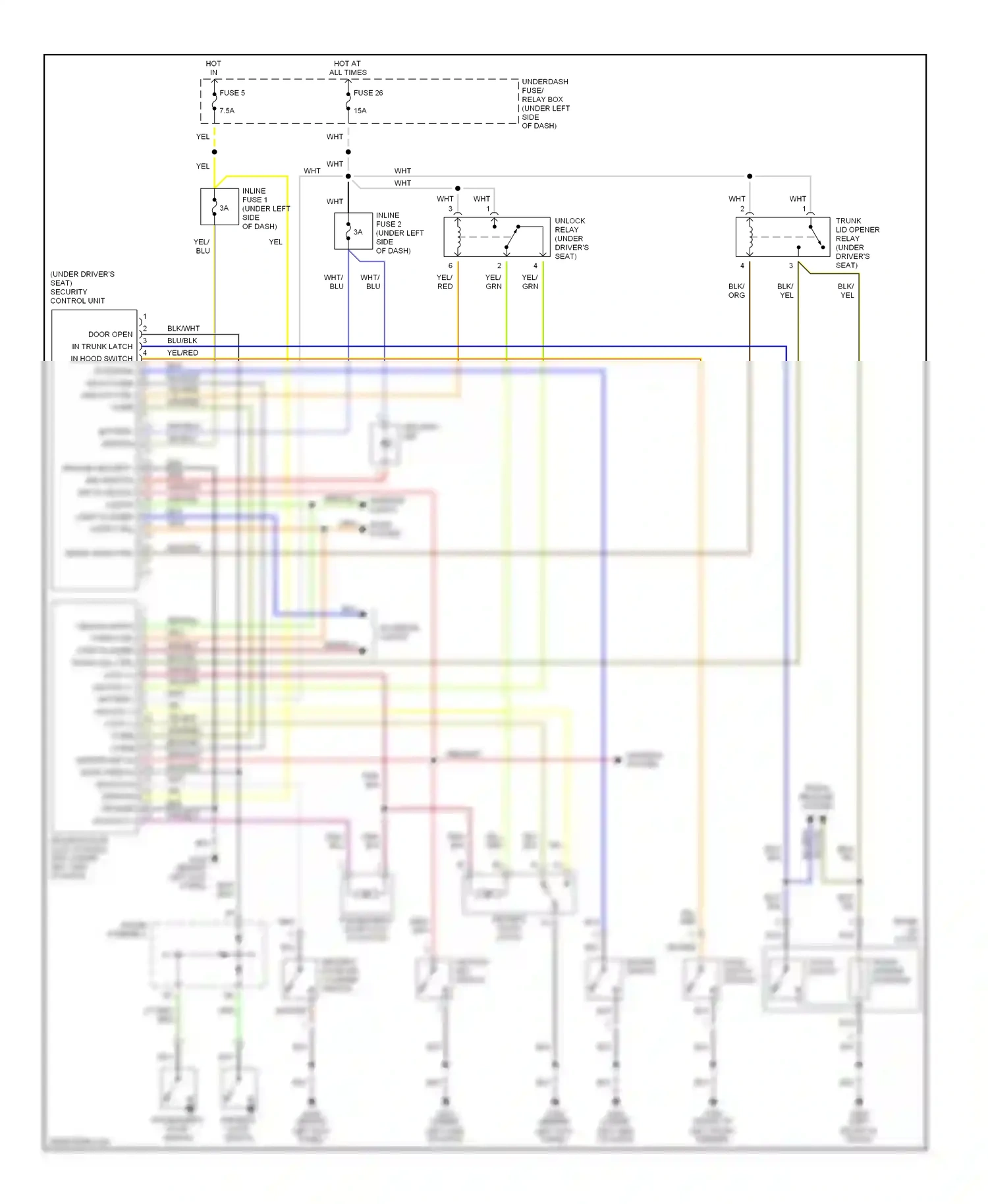 Honda S2000 AP1 (1999-2003) trunk open ctrl wiring diagram  (1 of 2)
