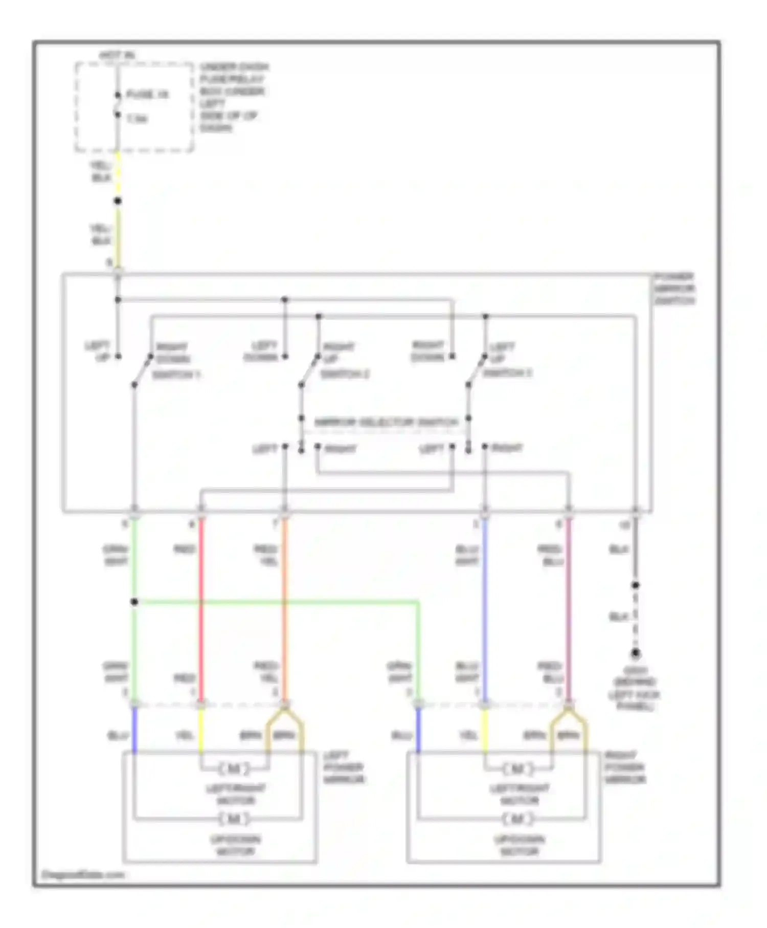 Wiring diagram power mirror switch for Honda S2000 AP2 facelift (2003-2009)