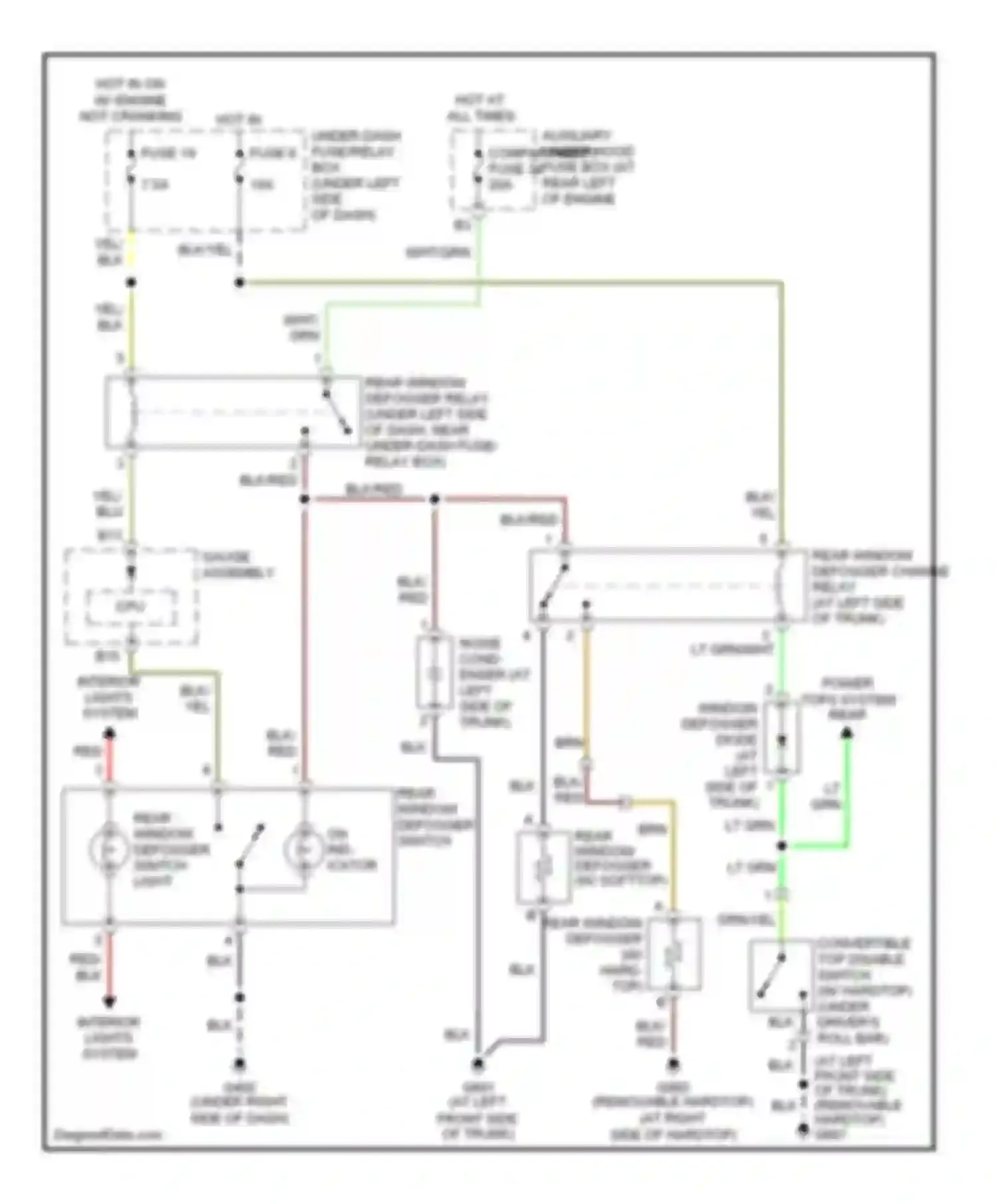 Wiring diagram rear window defogger switch for Honda S2000 AP2 facelift (2003-2009) (1 of 3)
