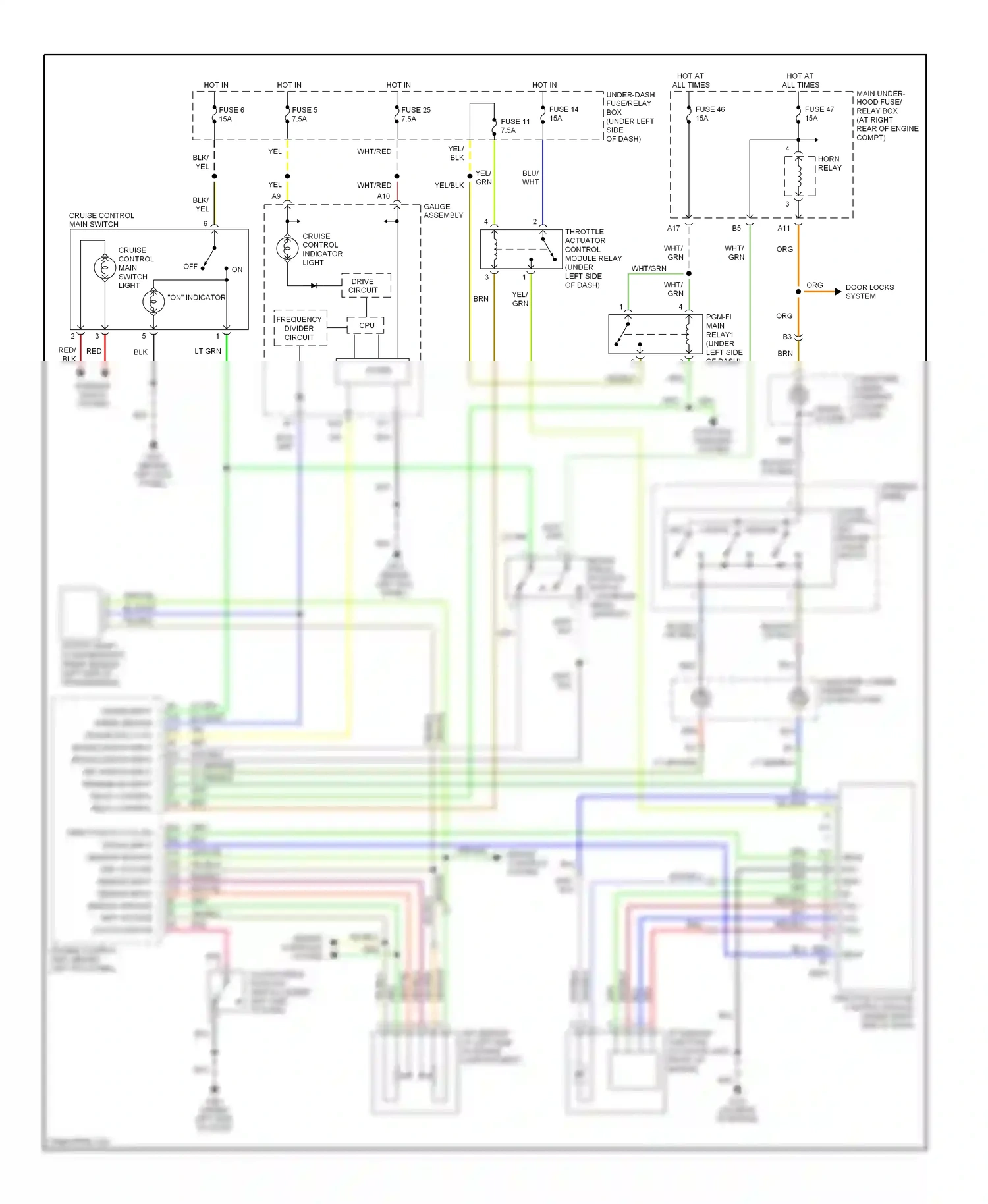 Honda S2000 I (2004-2009) engine control unit (behind left kick panel) wiring diagram  (1 of 1)