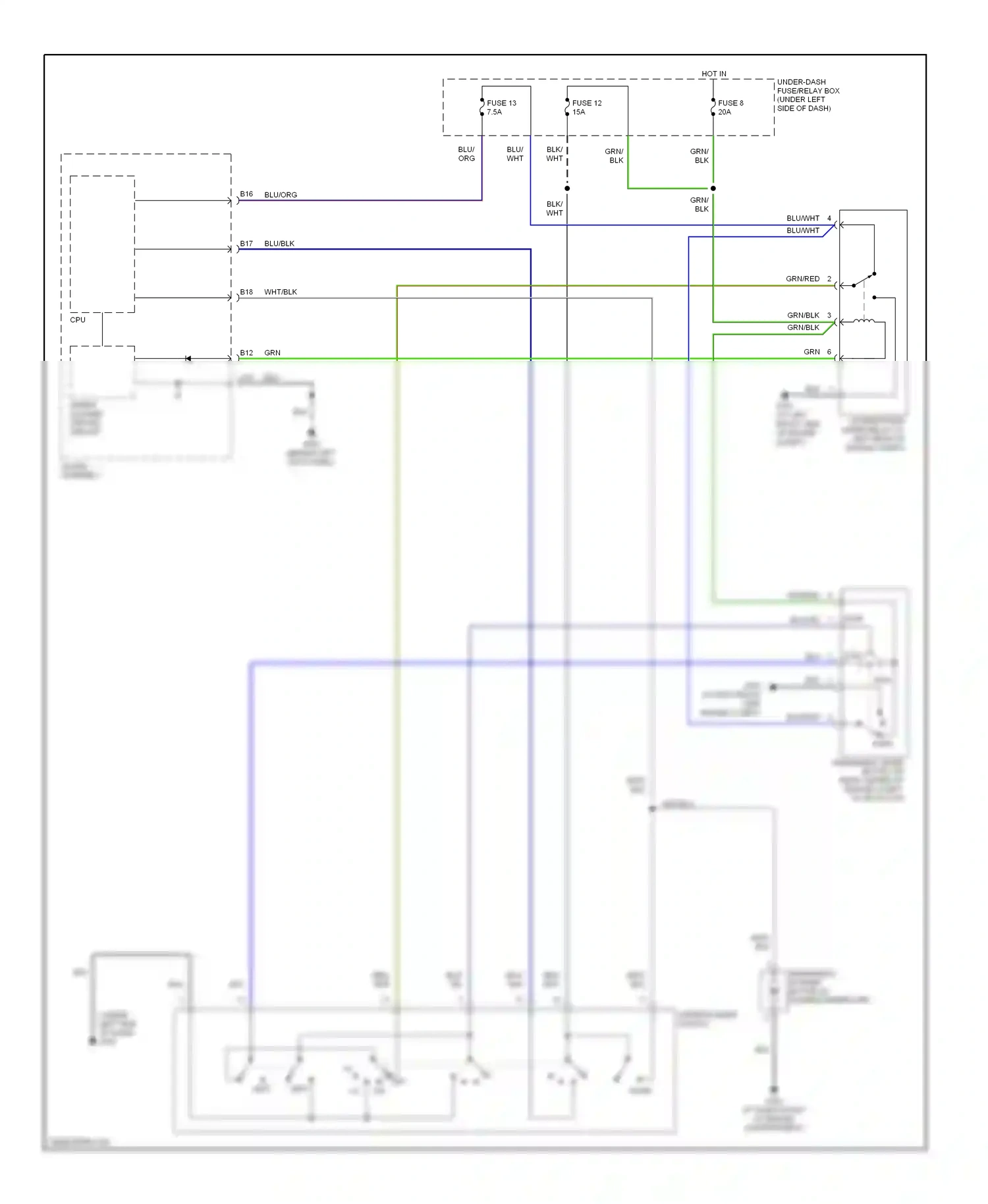 Honda S2000 I (2004-2009) wiper/washer switch wiring diagram  (2 of 2)