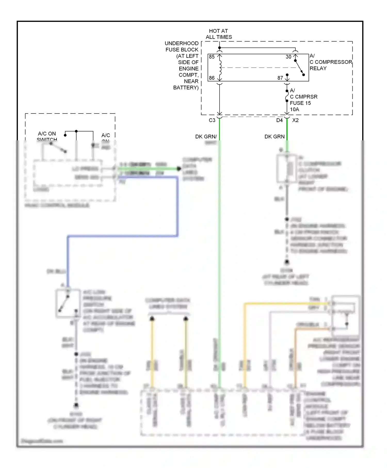Wiring diagram a/c comp for Hummer H2 I facelift (2007-2009) (1 of 2)