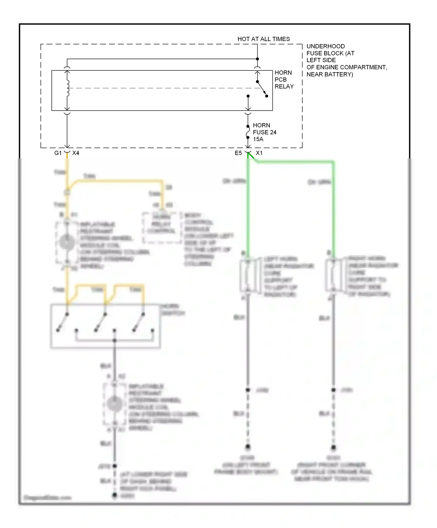 Wiring diagram horn switch for Hummer H2 I facelift (2007-2009) (2 of 3)