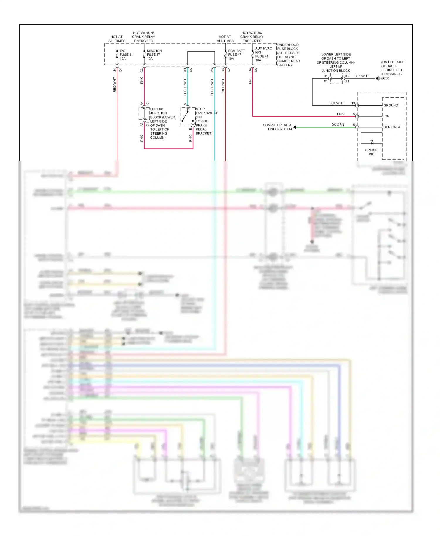 Wiring diagram left steering wheel control switch for Hummer H2 I facelift (2007-2009) (2 of 4)