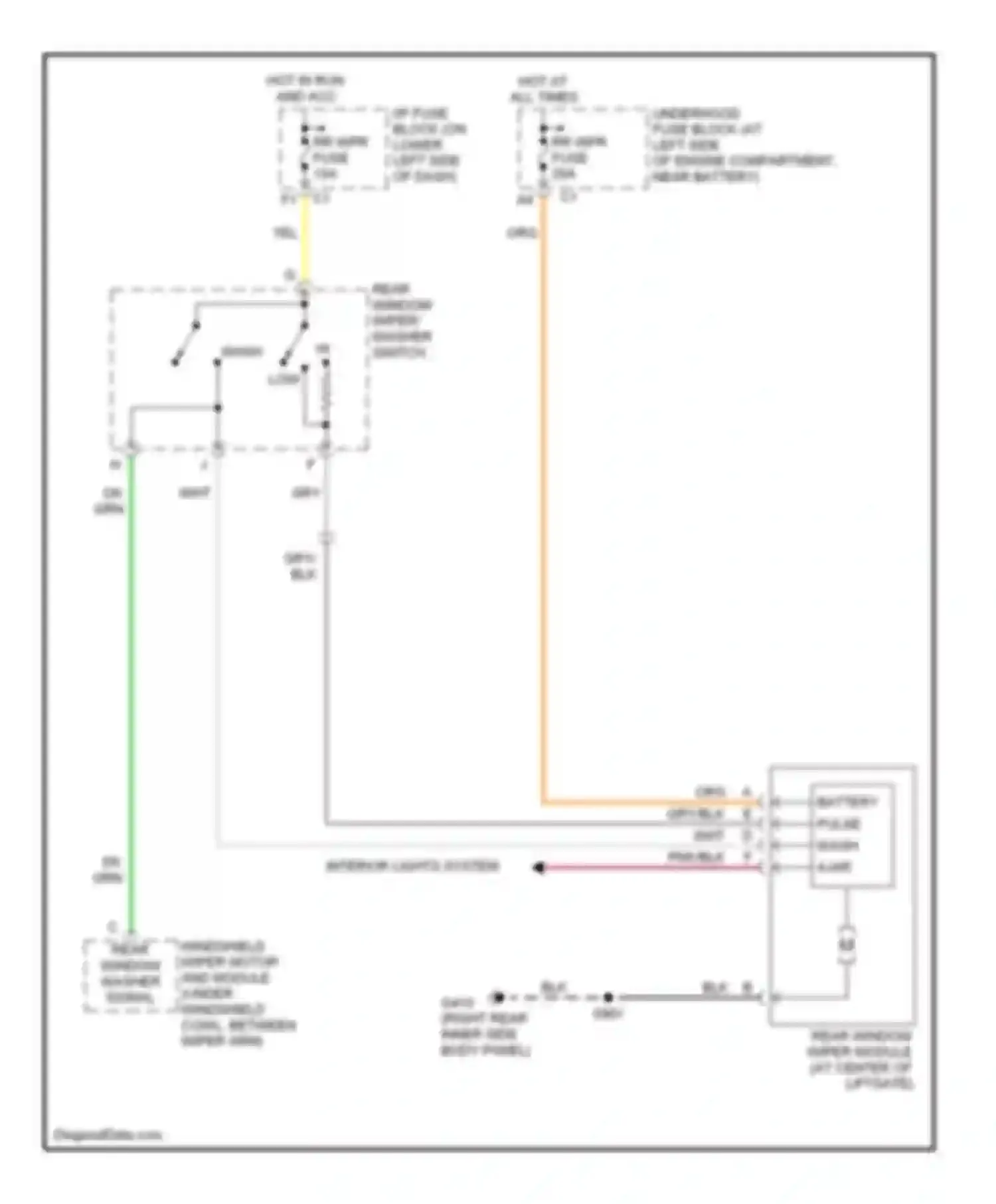 H2 Hummer I (2002-2007): Rear wiper/washer circuit