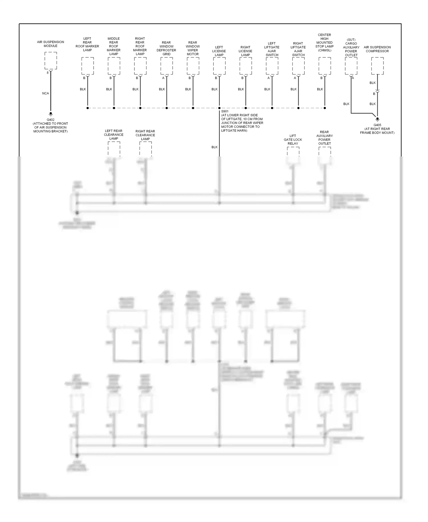 Hummer H2 I (2002-2007) left midgate latch release switch wiring diagram  (1 of 1)