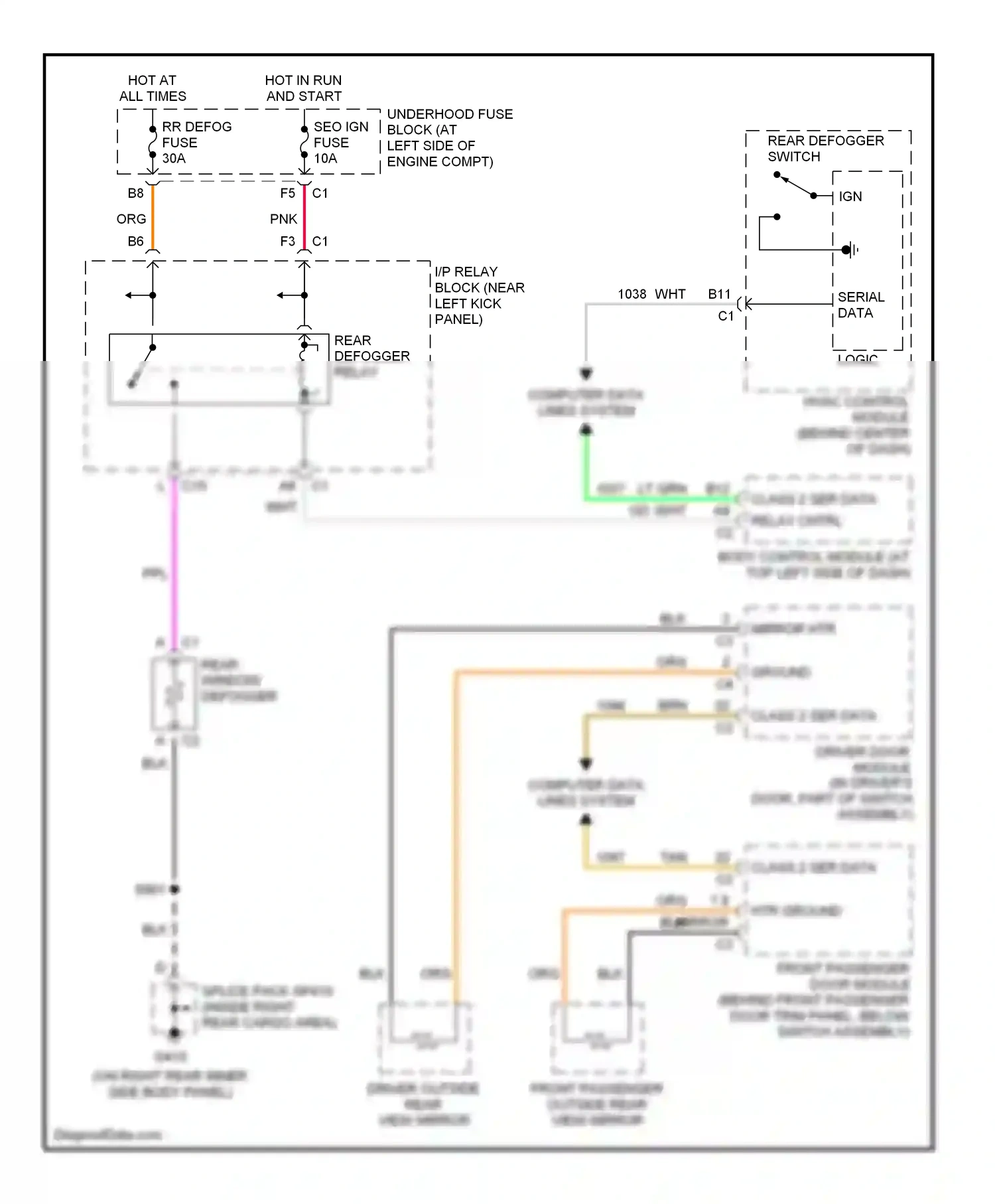 Hummer H2 I (2002-2007) rear defogger switch wiring diagram  (1 of 1)