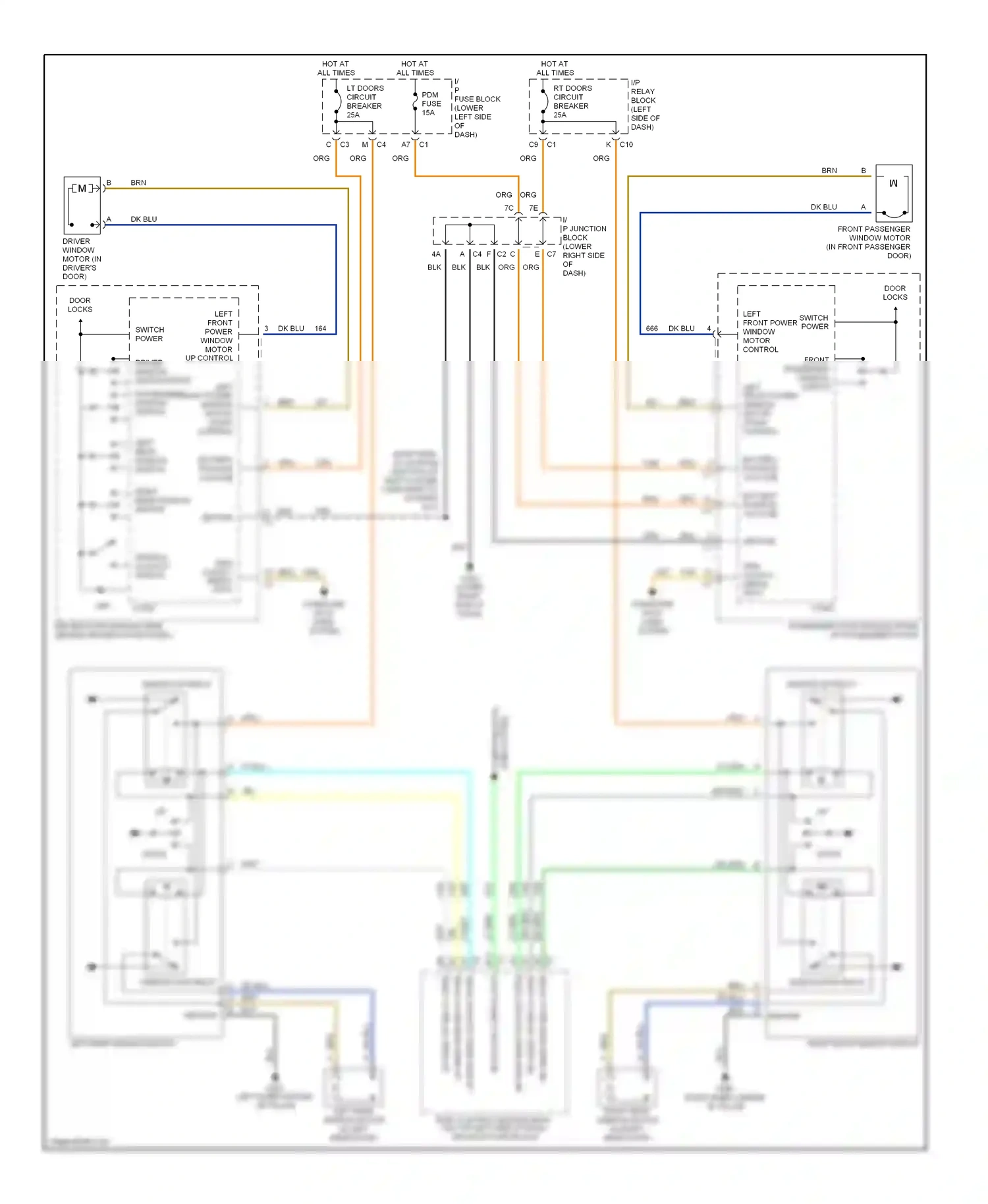 Hummer H2 I (2002-2007) window lockout switch wiring diagram  (1 of 1)
