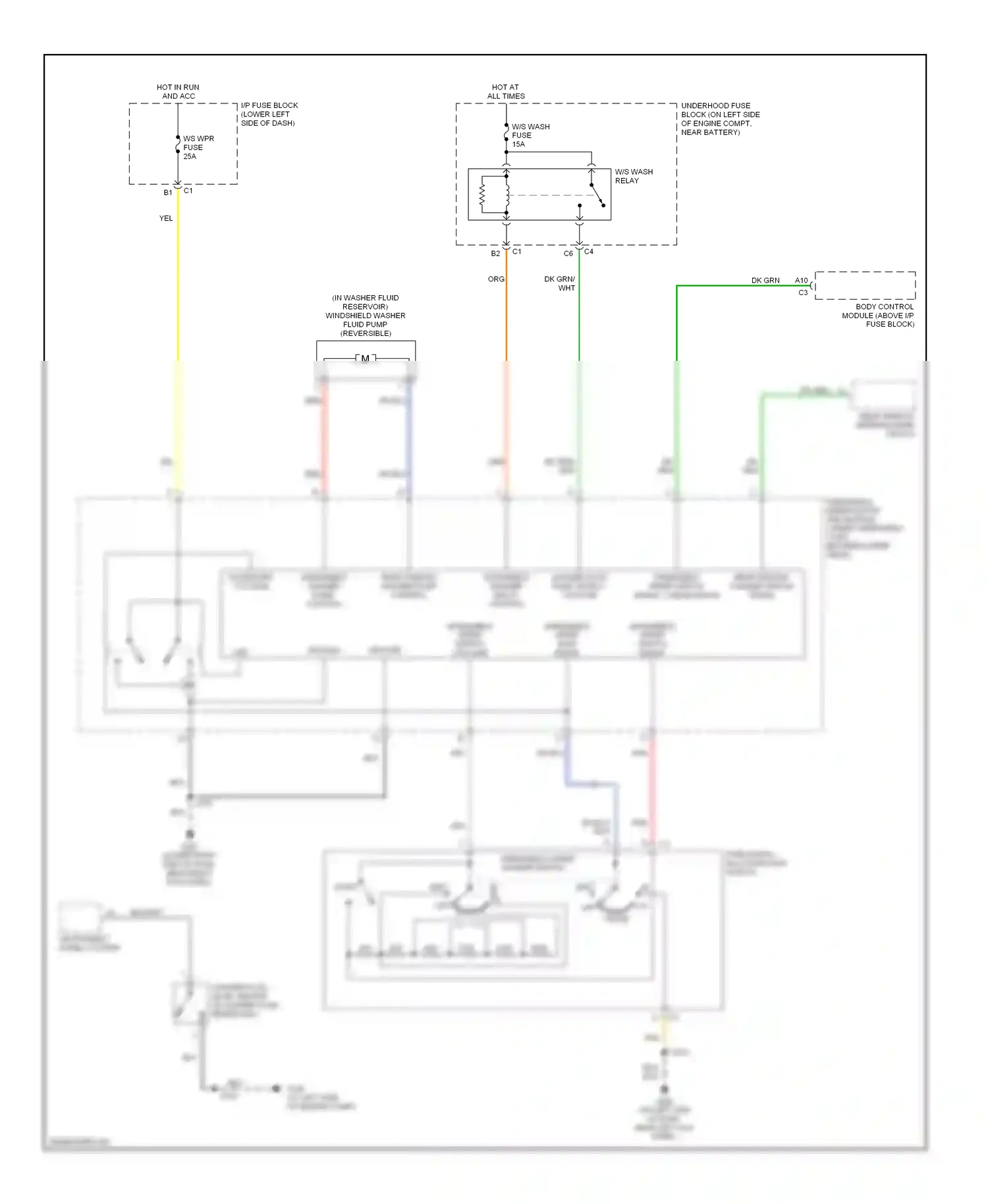Hummer H2 I (2002-2007) windshield washer relay control wiring diagram  (1 of 1)