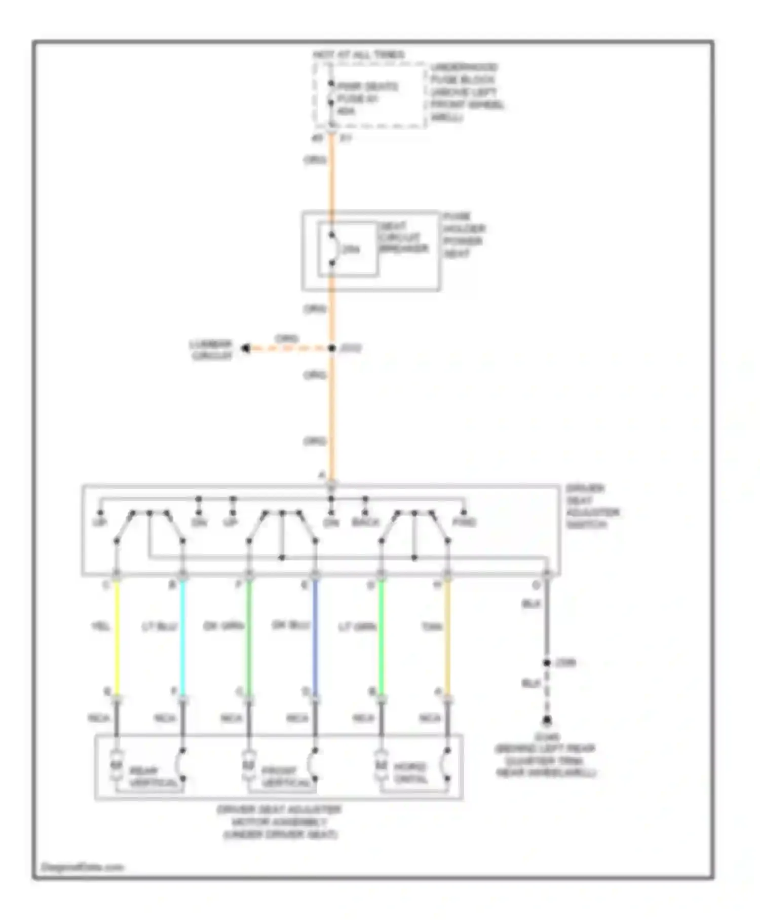 H3 Hummer I (2005-2010): Driver power seat circuit