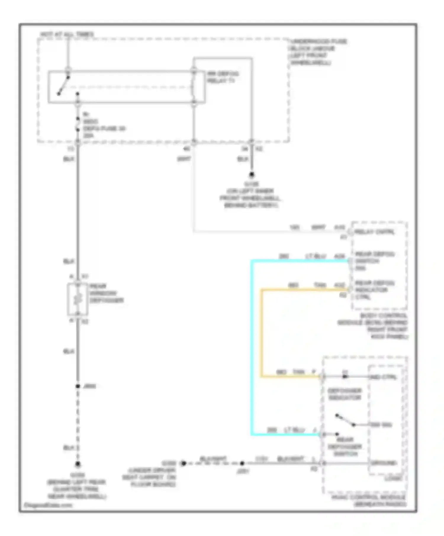 Wiring diagram rr defog relay 71 for Hummer H3 I (2005-2010) (1 of 2)