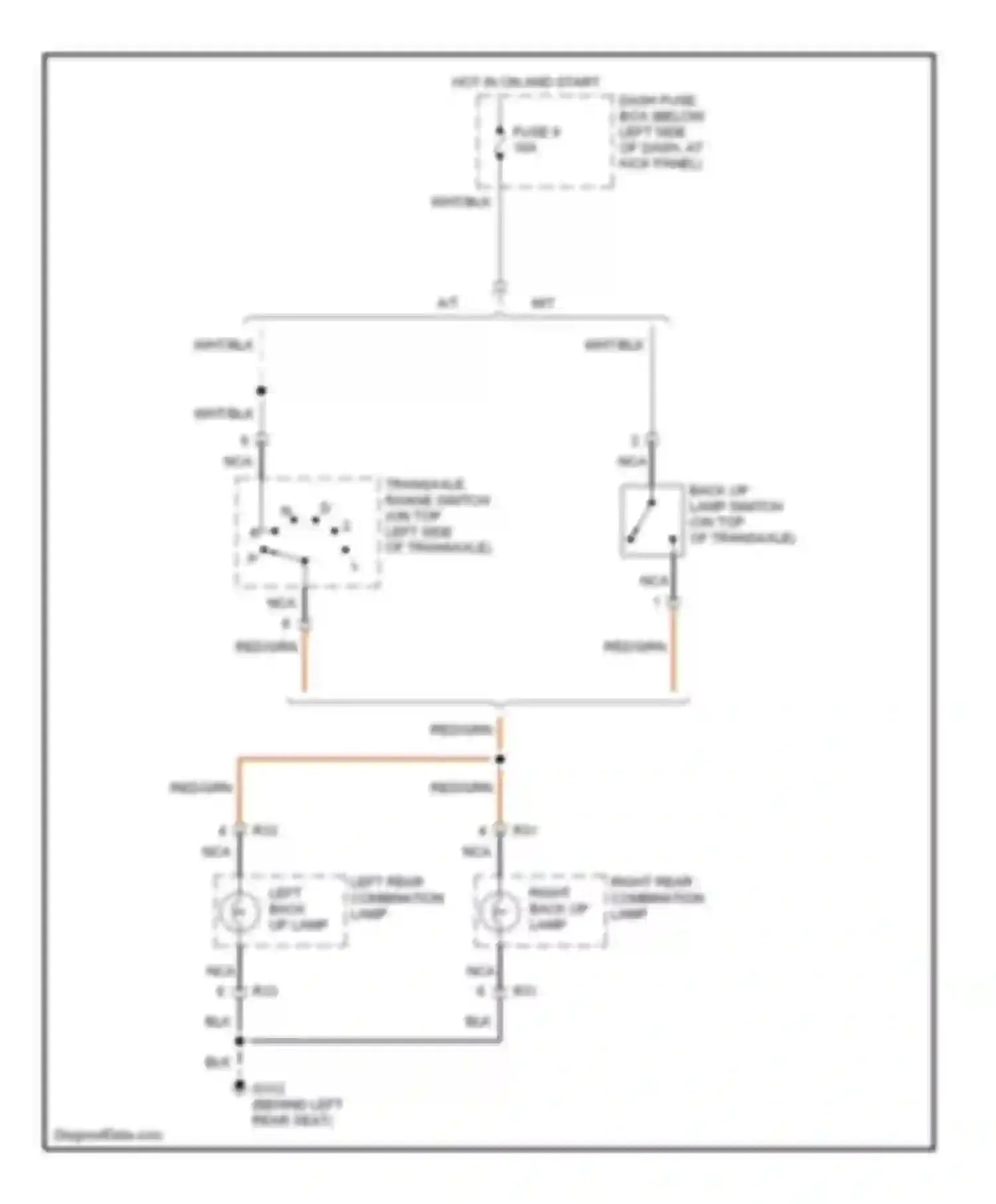 Accent Hyundai I (1994-2000): Back-up lamps circuit